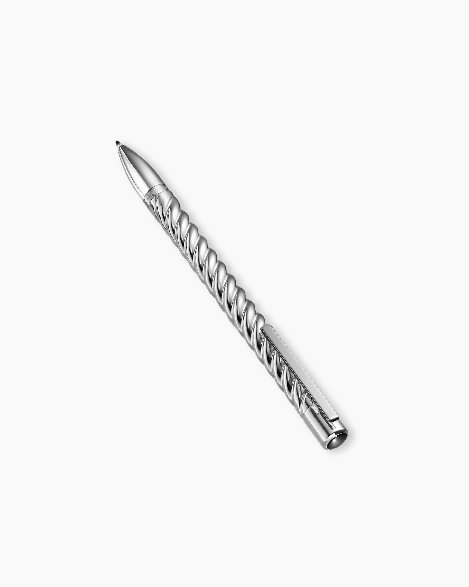 Alternative view of Cable Pen in Sterling Silver with Black Onyx