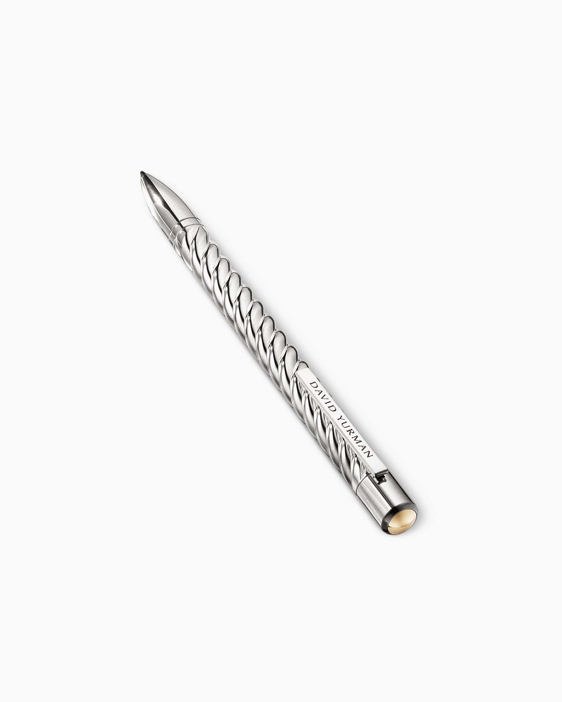 Alternative view of Cable Pen in Sterling Silver with Brass