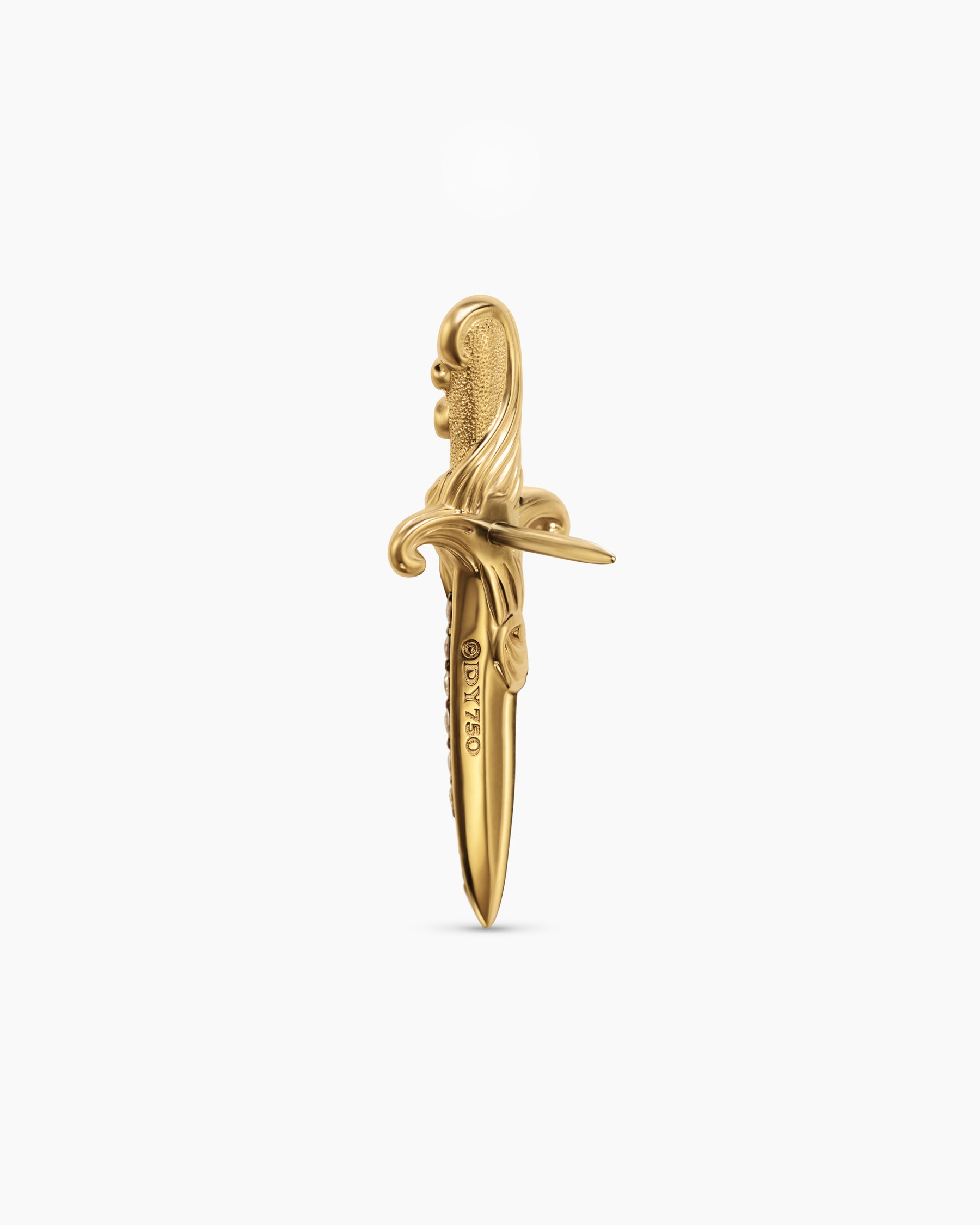 Waves Dagger Lapel Pin in 18K Yellow Gold with Cognac Diamonds, 30mm - Image 3