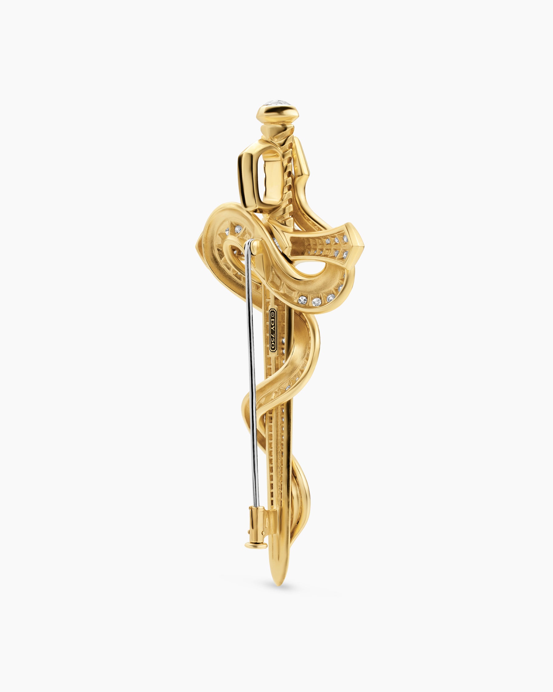 Ouroboros Brooch in 18K Yellow Gold with Diamonds, 78mm - Image 3