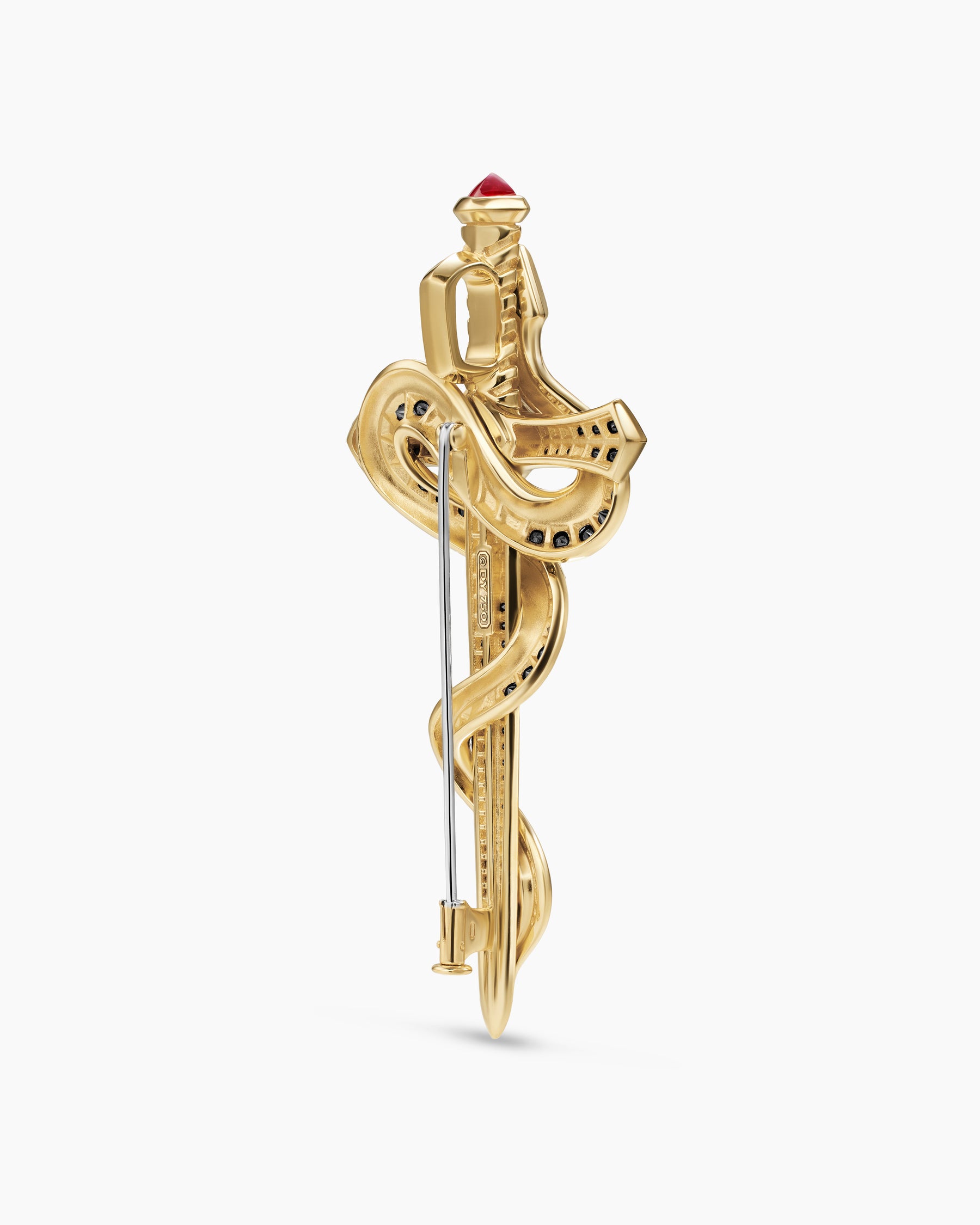 Ouroboros Brooch in 18K Yellow Gold with Rubies and Diamonds, 78mm - Image 3