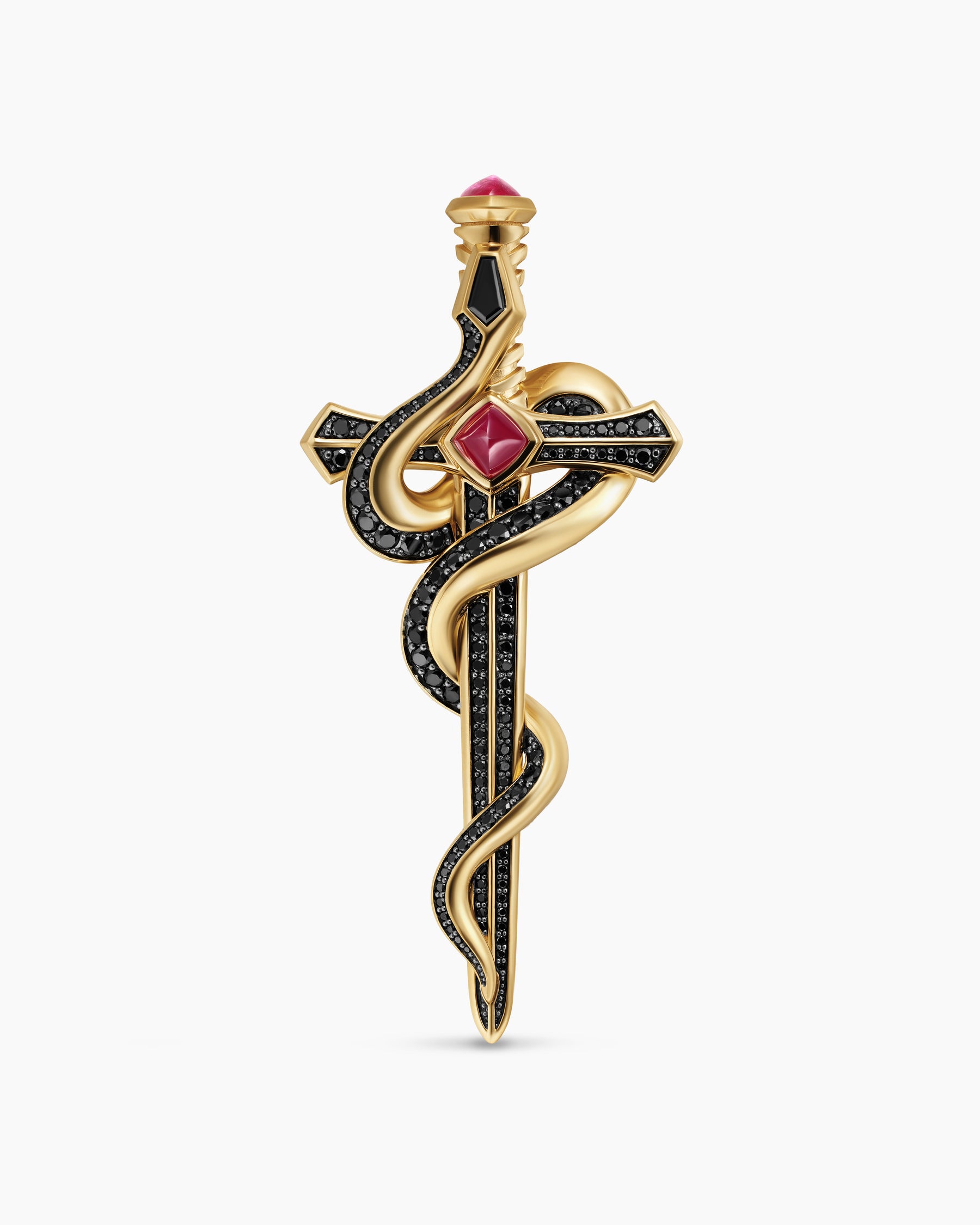 Ouroboros Brooch in 18K Yellow Gold with Rubies and Diamonds, 78mm