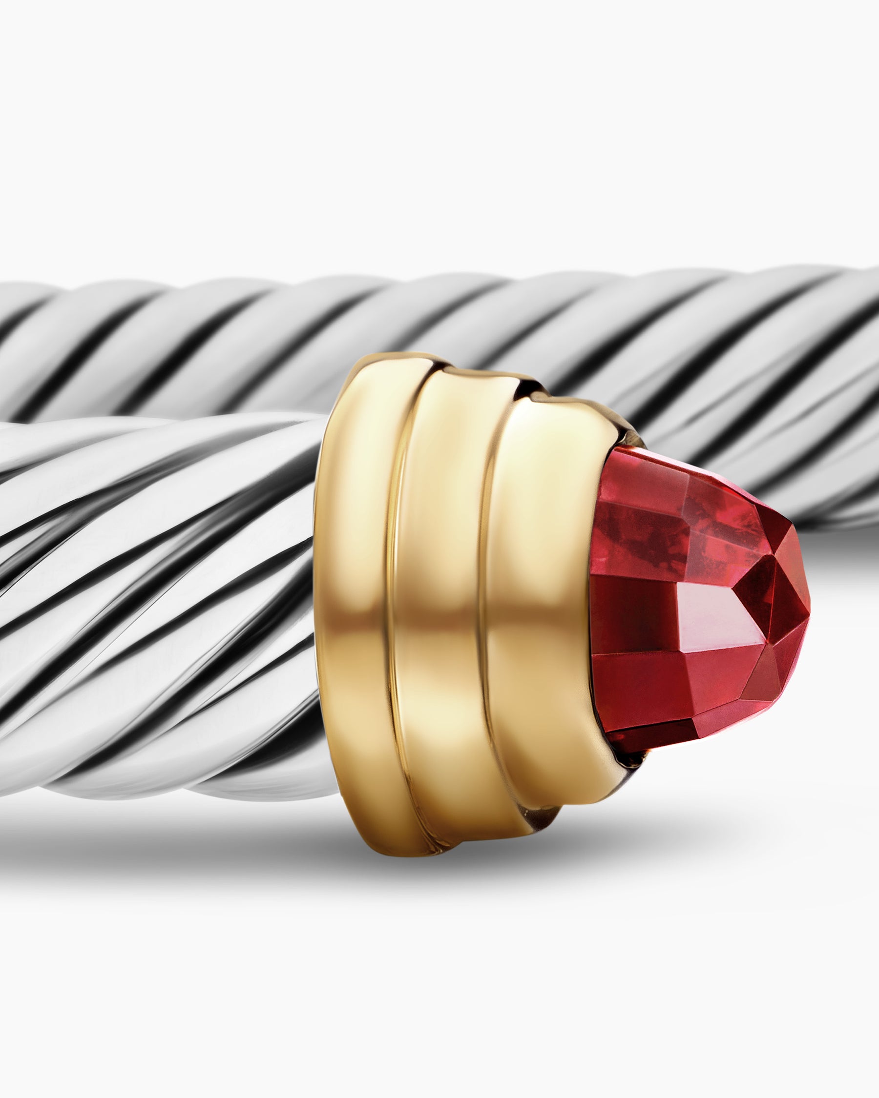 Classic Cable Bracelet in Sterling Silver with 14K Yellow Gold and Garnets, 5mm - Image 6