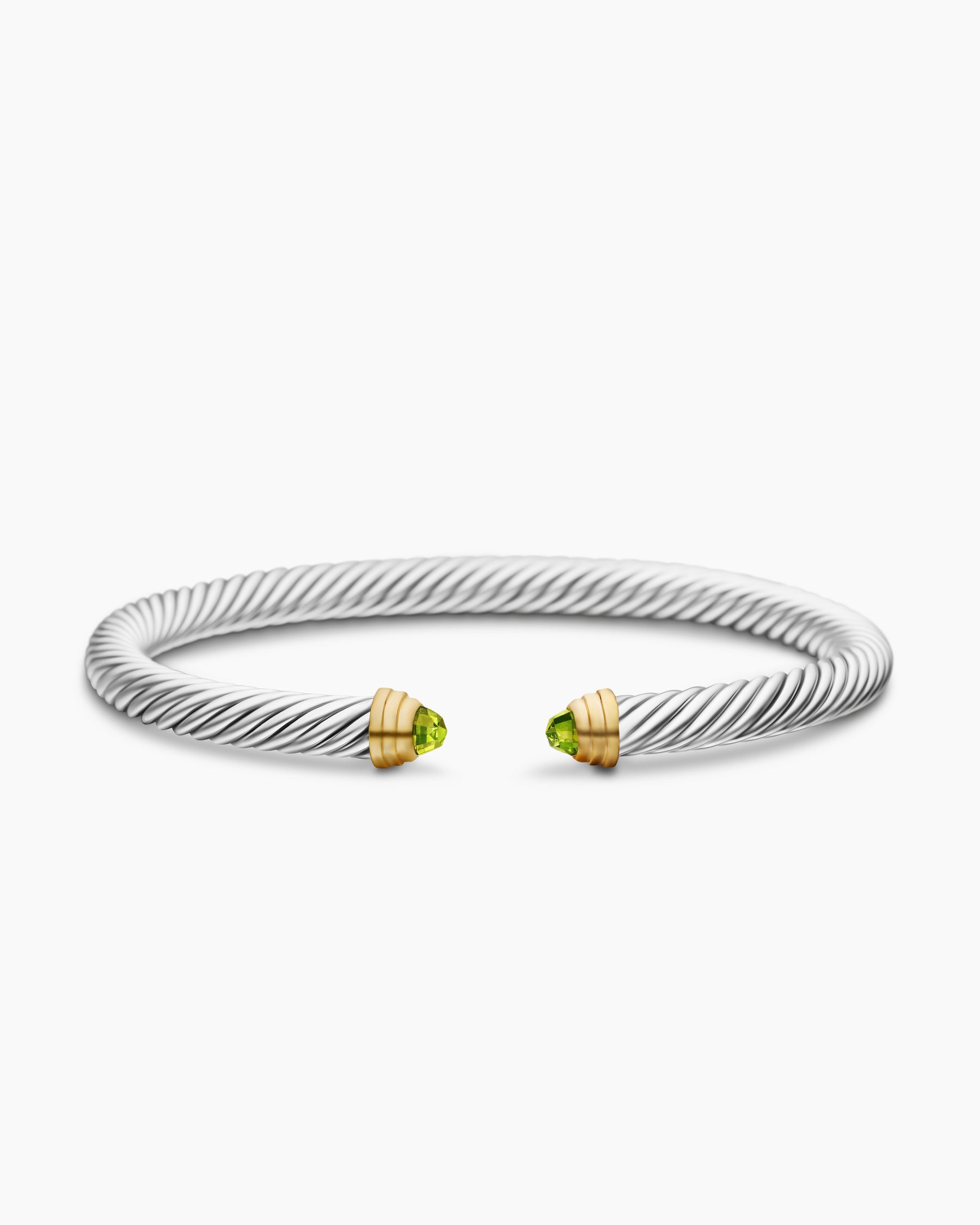 Classic Cable Bracelet in Sterling Silver with 14K Yellow Gold and Peridot, 5mm - Image 4