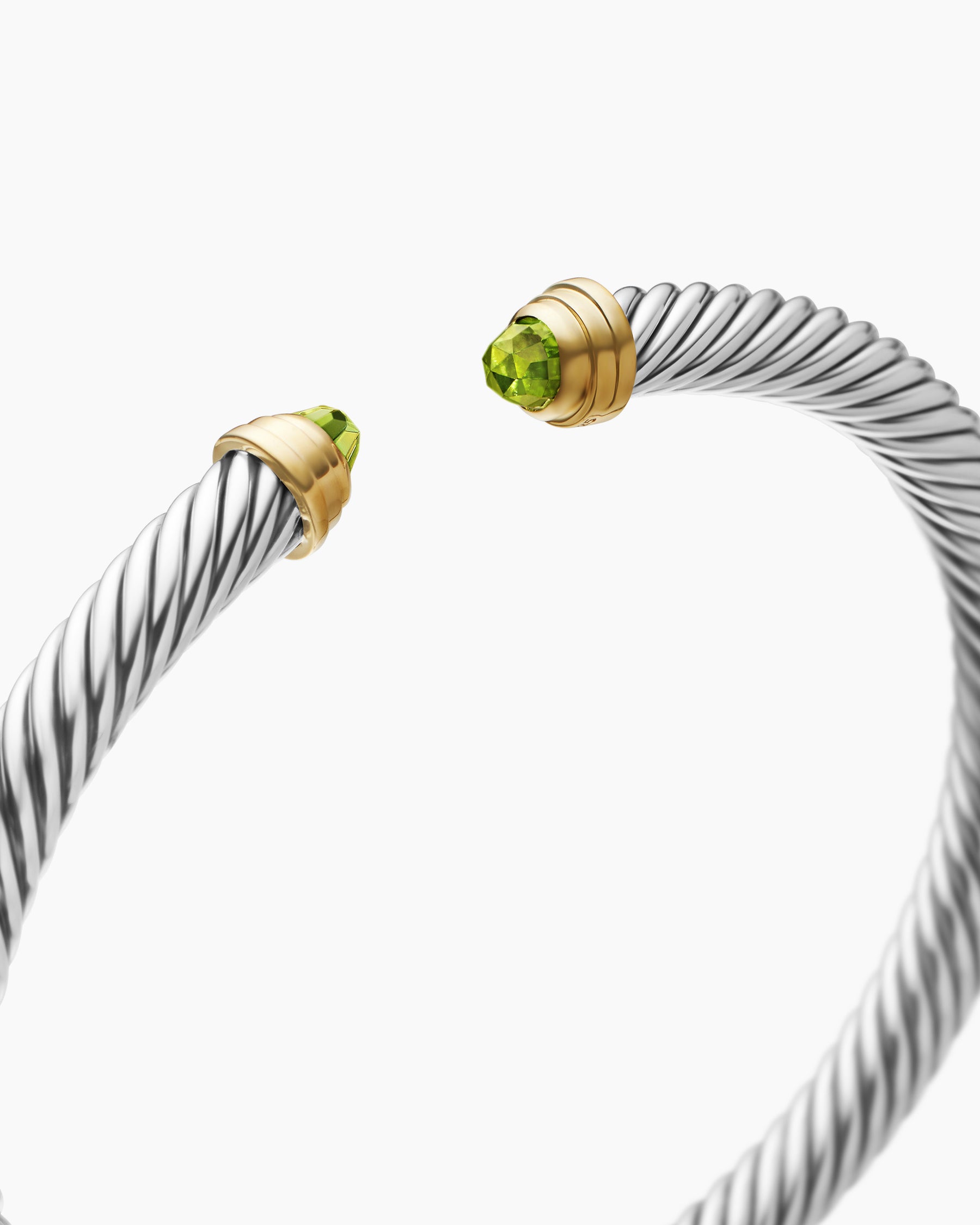 Classic Cable Bracelet in Sterling Silver with 14K Yellow Gold and Peridot, 5mm - Image 5