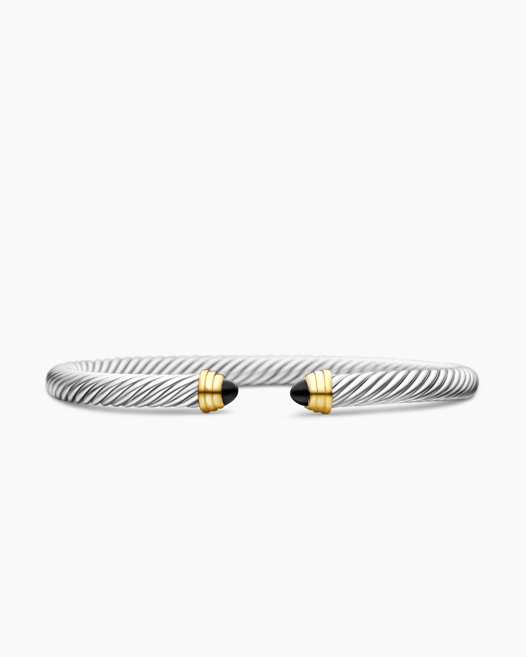 Classic Cable Bracelet in Sterling Silver with 14K Yellow Gold and Black Onyx, 5mm
