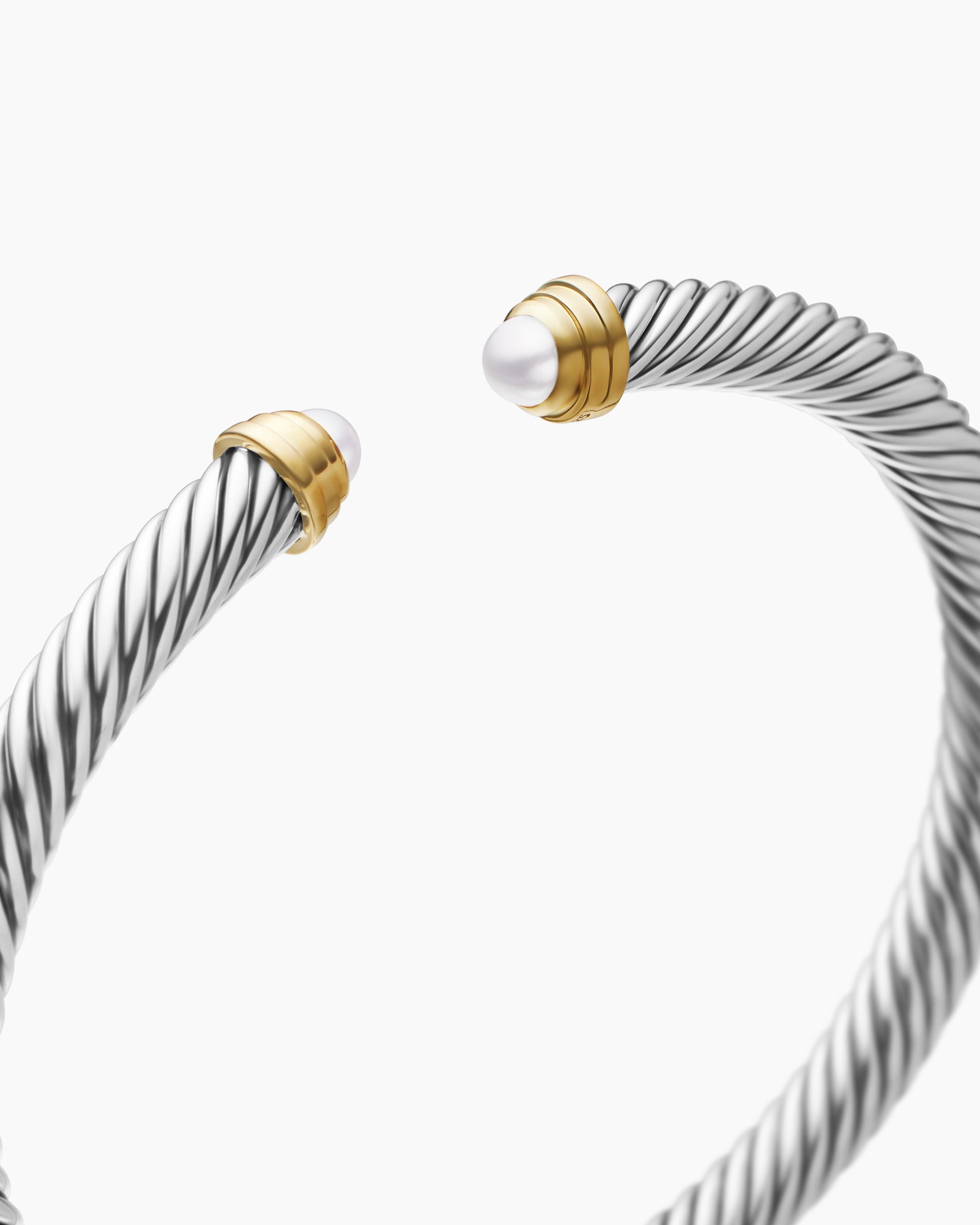 Classic Cable Bracelet in Sterling Silver with 14K Yellow Gold and Pearls, 5mm - Image 5