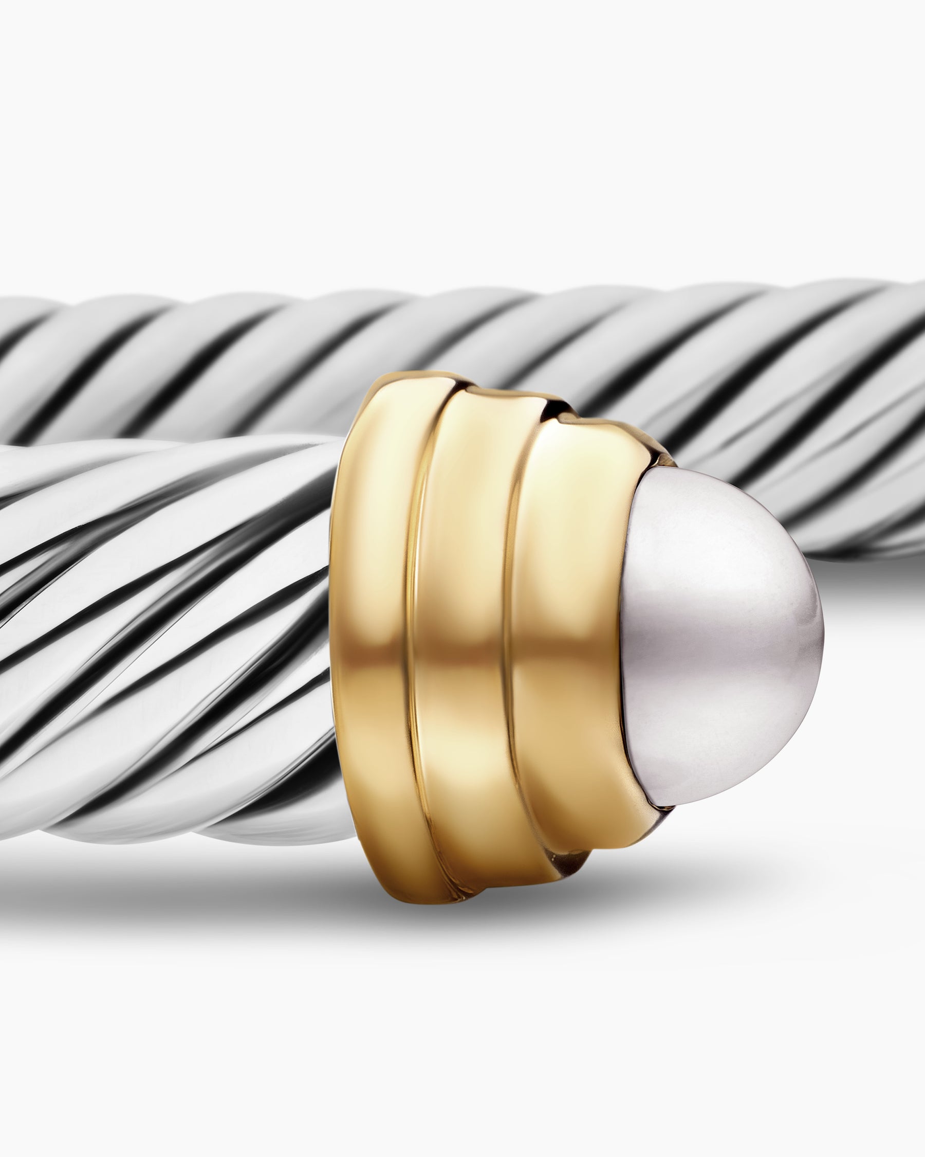 Classic Cable Bracelet in Sterling Silver with 14K Yellow Gold and Pearls, 5mm - Image 6