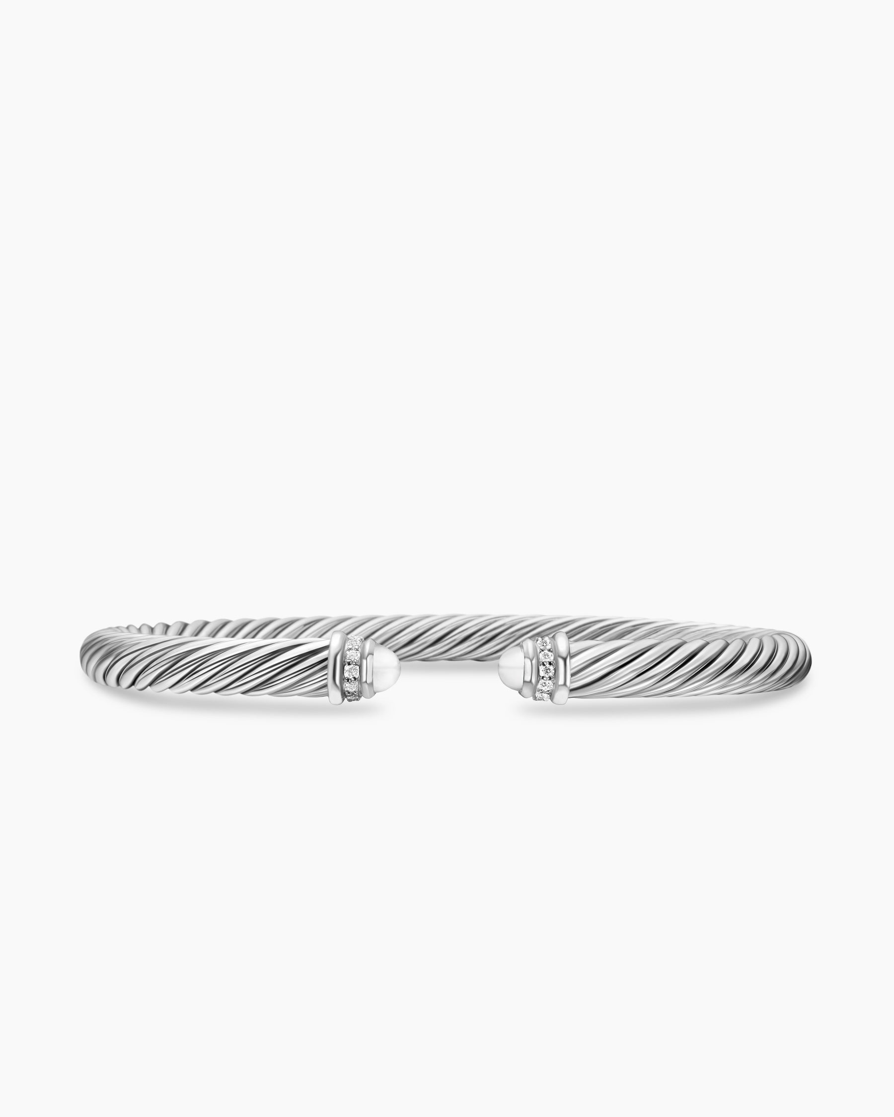 Classic Cable Bracelet in Sterling Silver with Pearls and Diamonds, 5mm