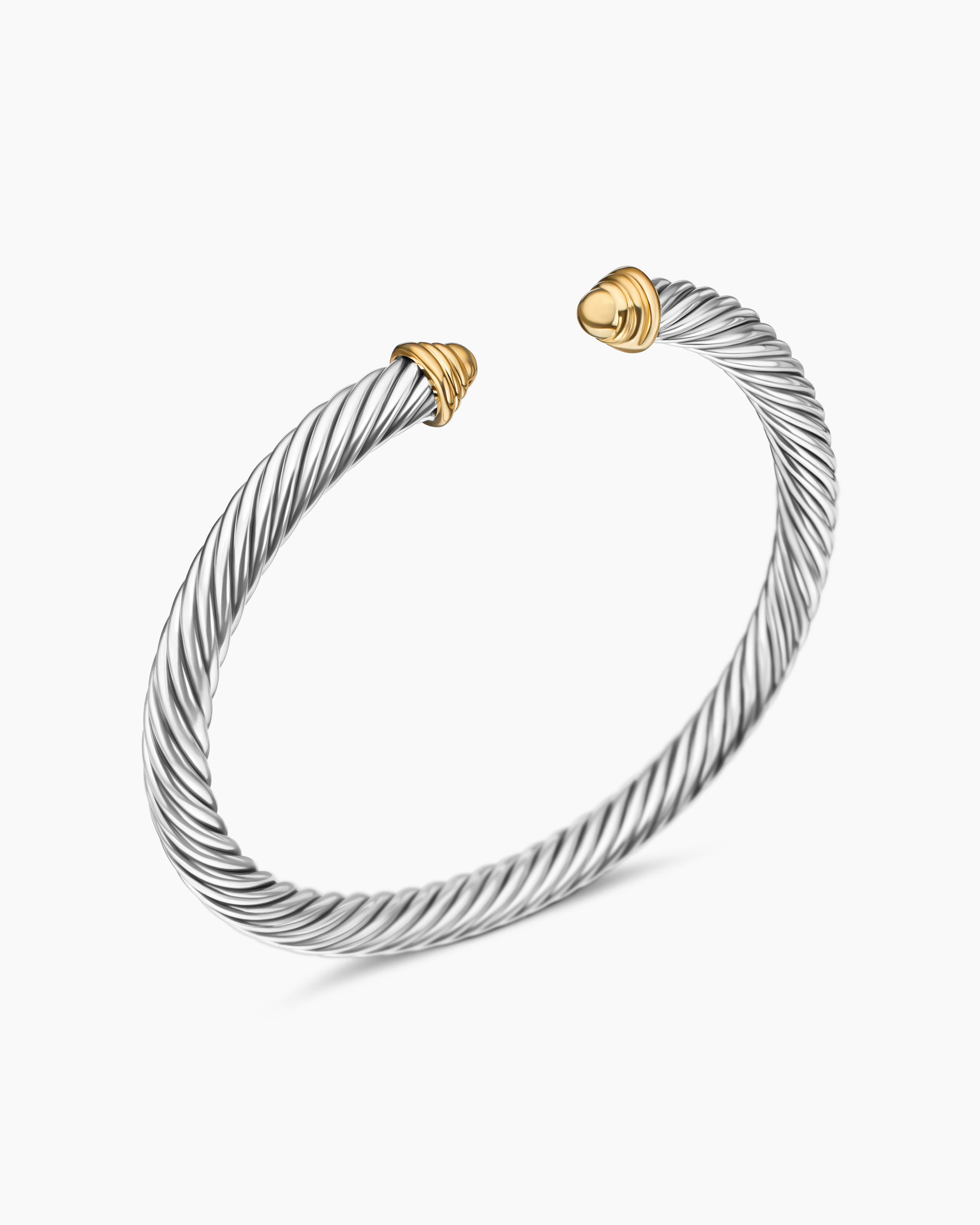 Classic Cable Bracelet in Sterling Silver with 14K Yellow Gold Domes, 5mm - Image 3