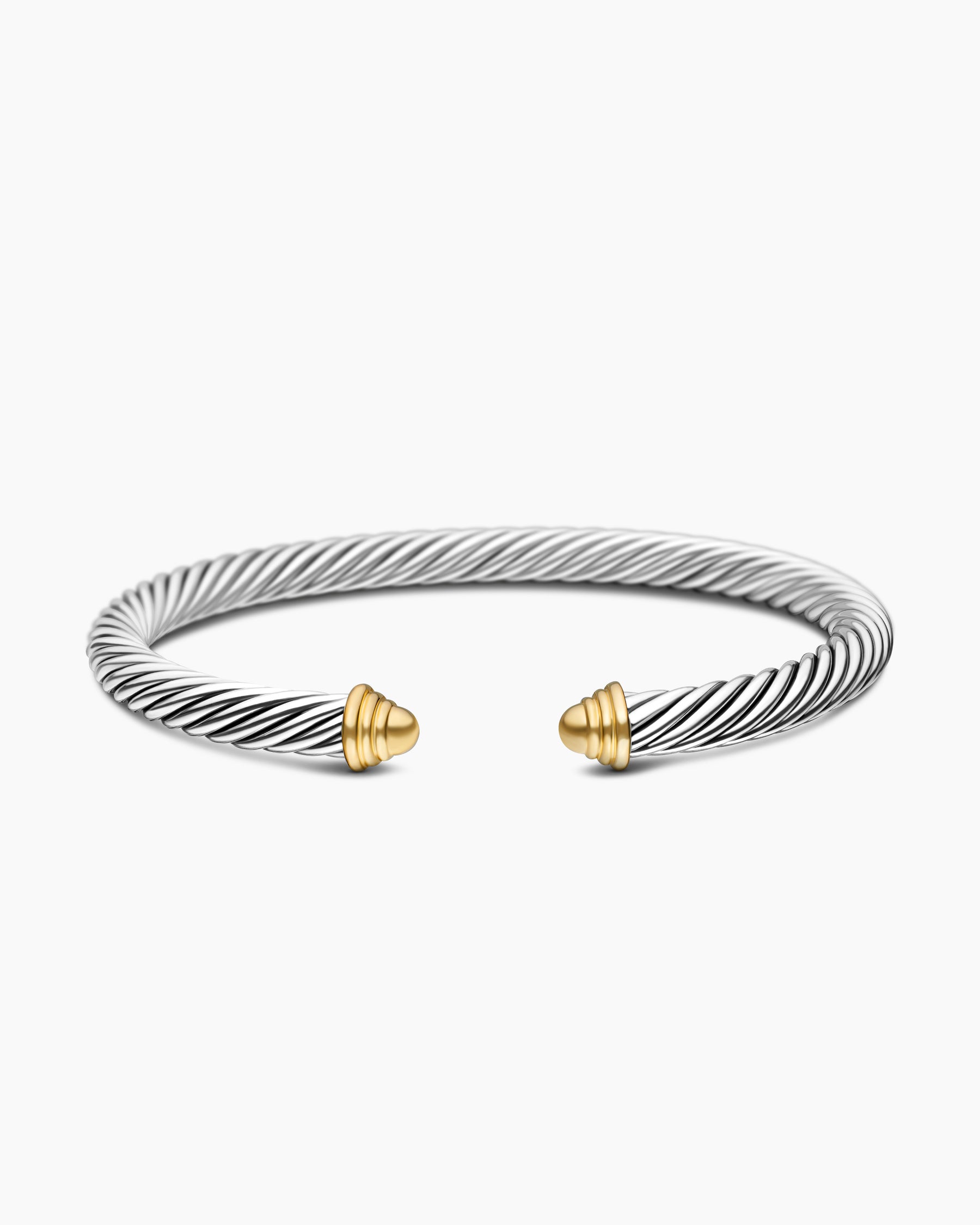 Classic Cable Bracelet in Sterling Silver with 14K Yellow Gold Domes, 5mm - Image 4