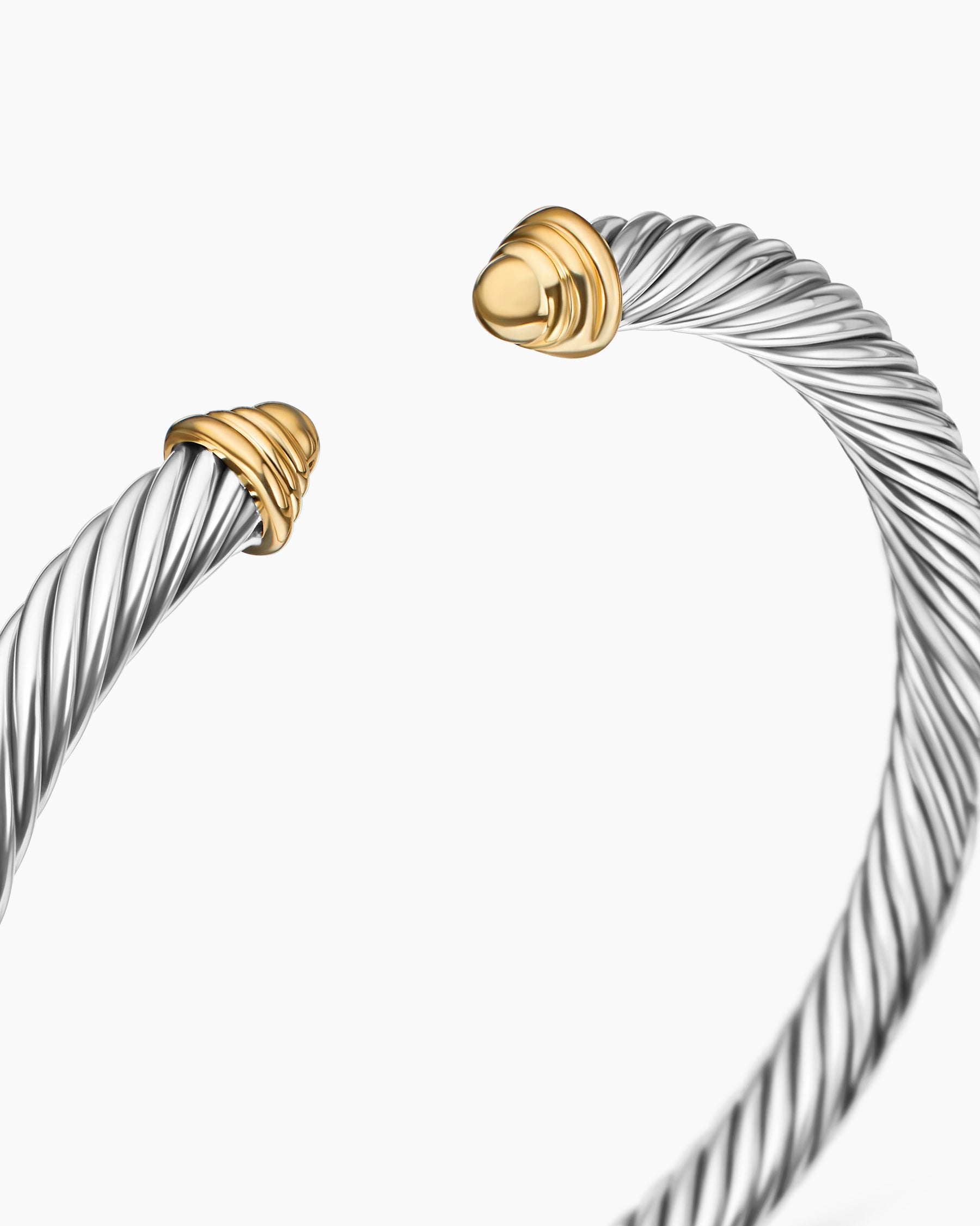 Classic Cable Bracelet in Sterling Silver with 14K Yellow Gold Domes, 5mm - Image 5