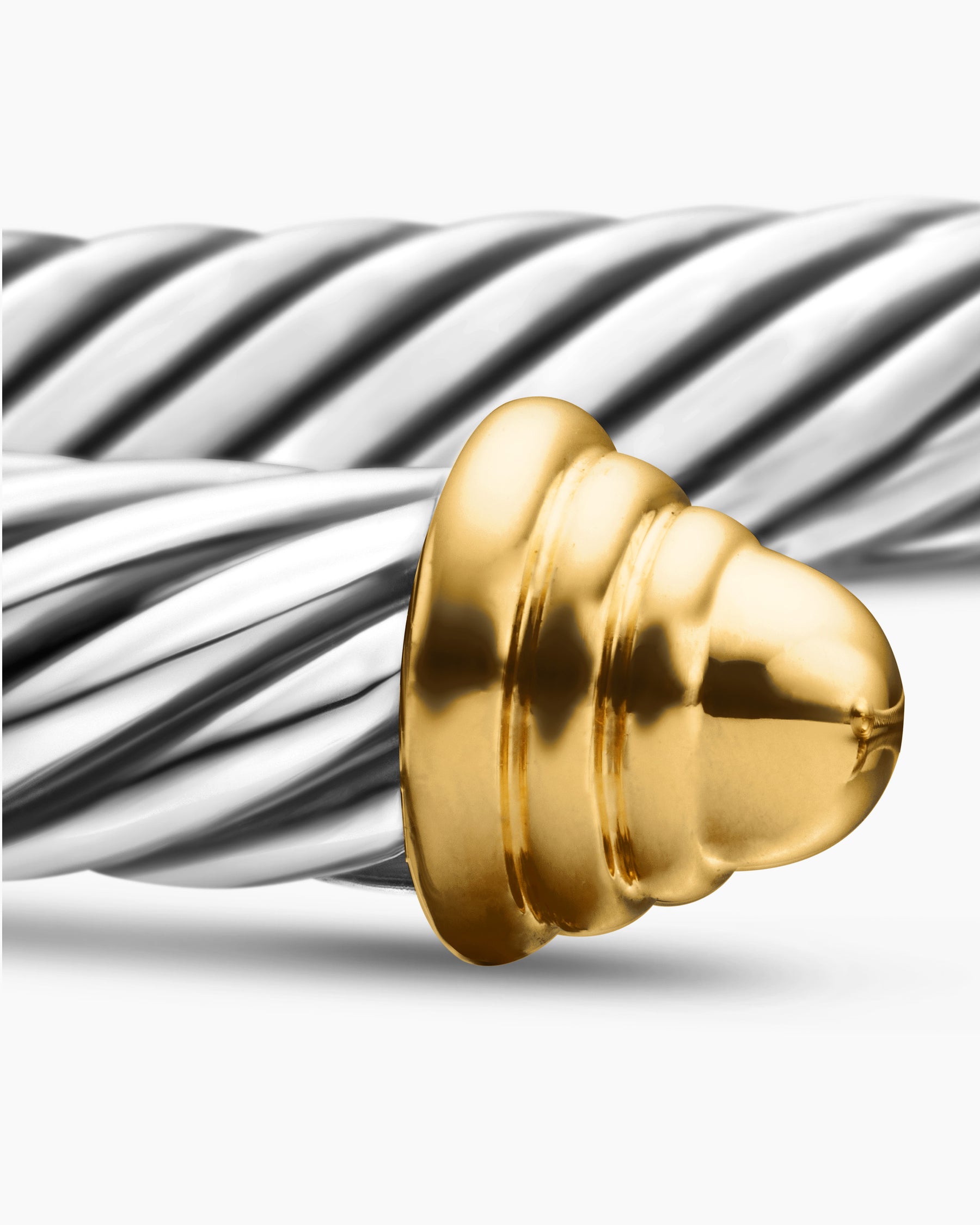 Classic Cable Bracelet in Sterling Silver with 14K Yellow Gold Domes, 5mm - Image 6