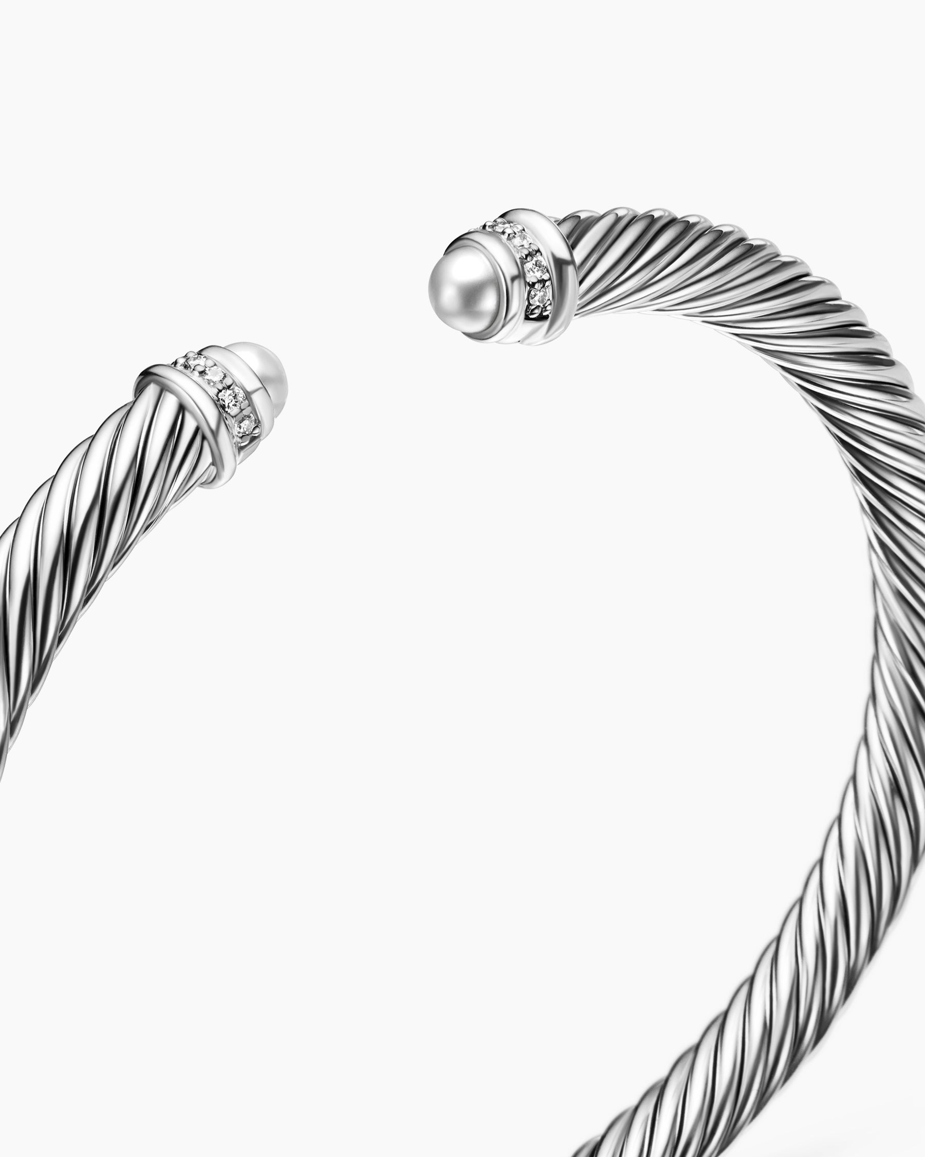 Classic Cable Bracelet in Sterling Silver with Diamonds, 5mm - Image 5