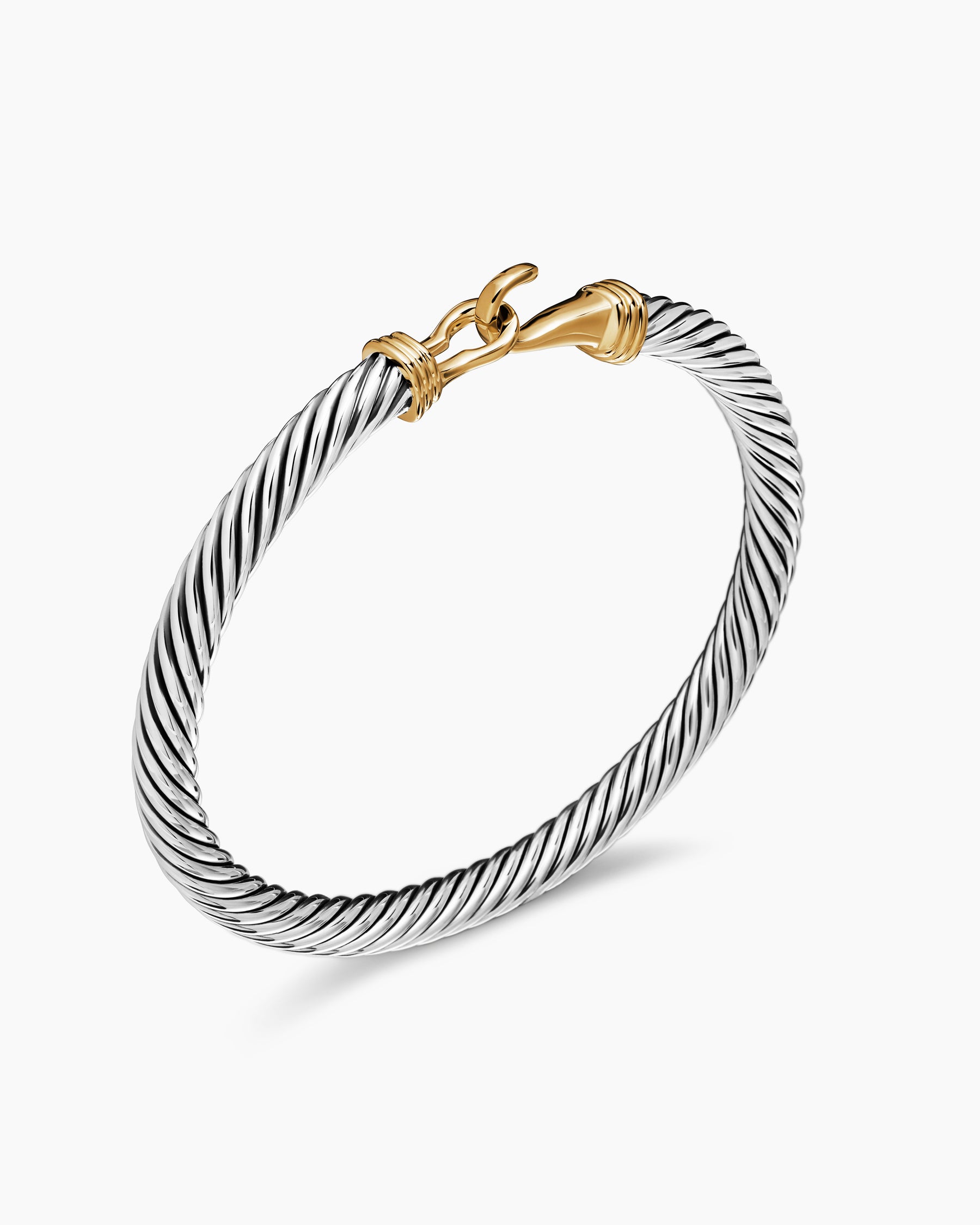 Buckle Classic Cable Bracelet in Sterling Silver with 14K Yellow Gold, 5mm - Image 3