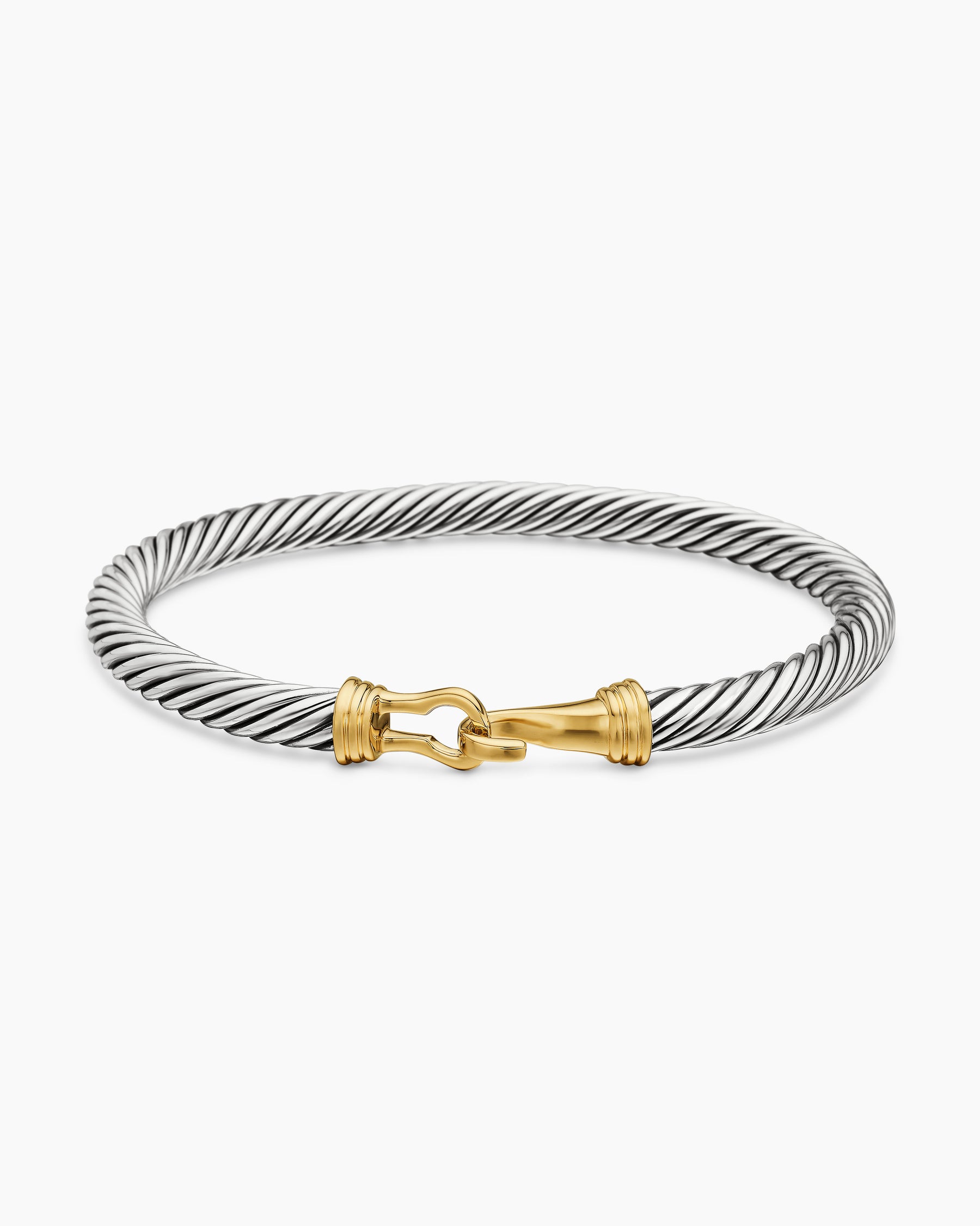 Buckle Classic Cable Bracelet in Sterling Silver with 14K Yellow Gold, 5mm - Image 4