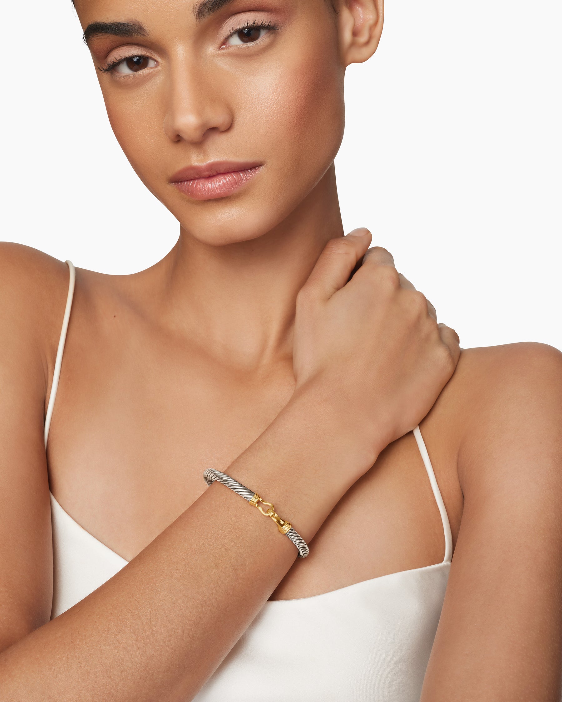 Buckle Classic Cable Bracelet in Sterling Silver with 14K Yellow Gold, 5mm - Image 7