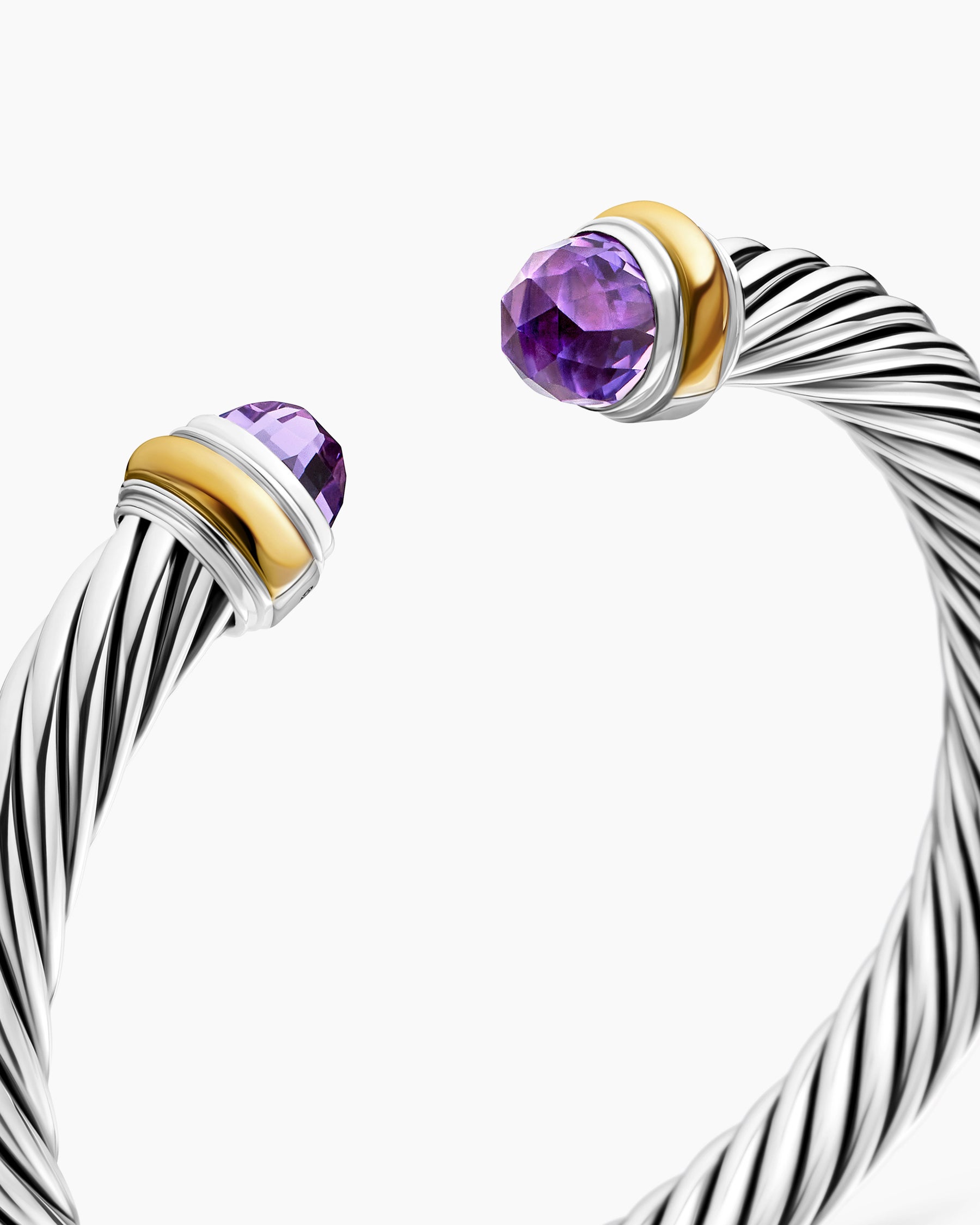 Classic Cable Bracelet in Sterling Silver with 14K Yellow Gold and Amethyst, 7mm - Image 5