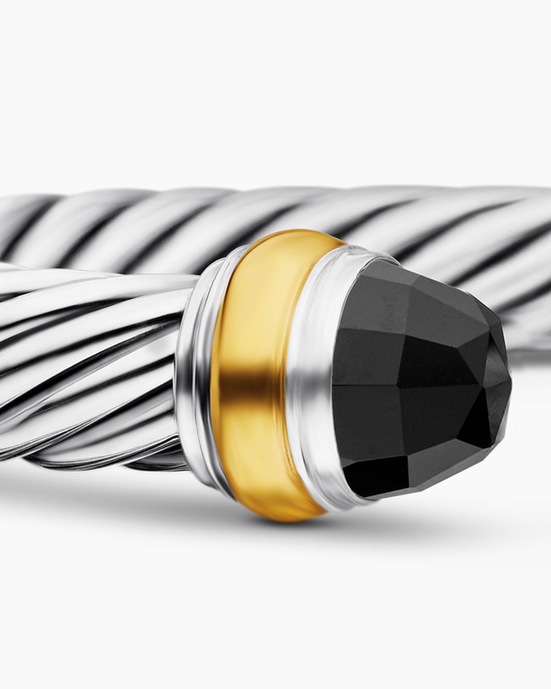 Classic Cable Bracelet in Sterling Silver with 14K Yellow Gold and Black Onyx, 7mm - Image 6