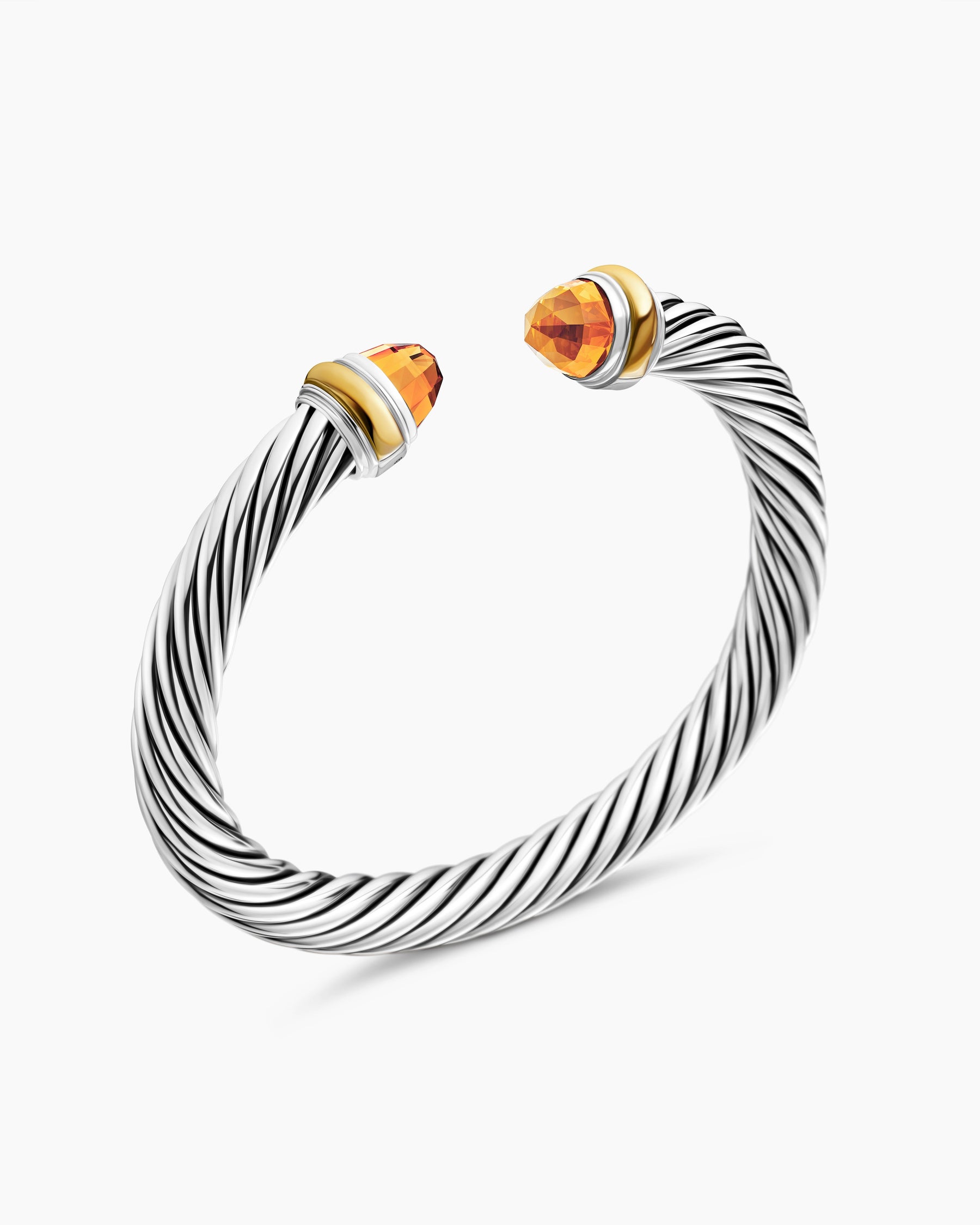 Classic Cable Bracelet in Sterling Silver with 14K Yellow Gold and Citrine, 7mm - Image 3
