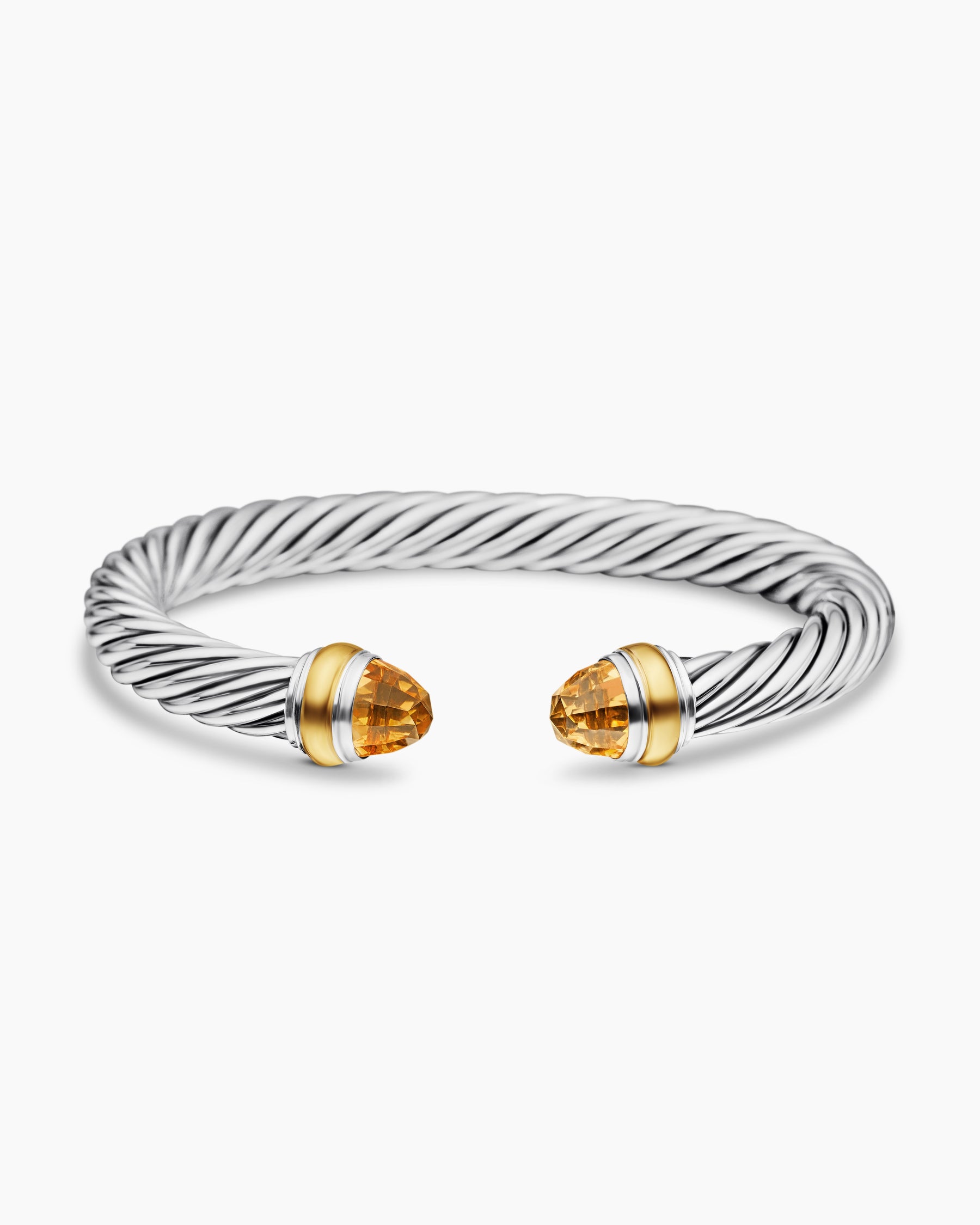 Classic Cable Bracelet in Sterling Silver with 14K Yellow Gold and Citrine, 7mm - Image 4