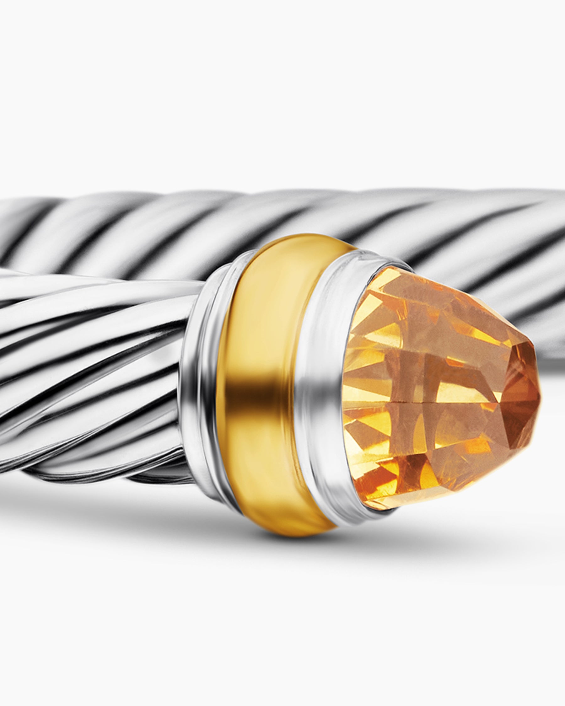 Classic Cable Bracelet in Sterling Silver with 14K Yellow Gold and Citrine, 7mm - Image 6