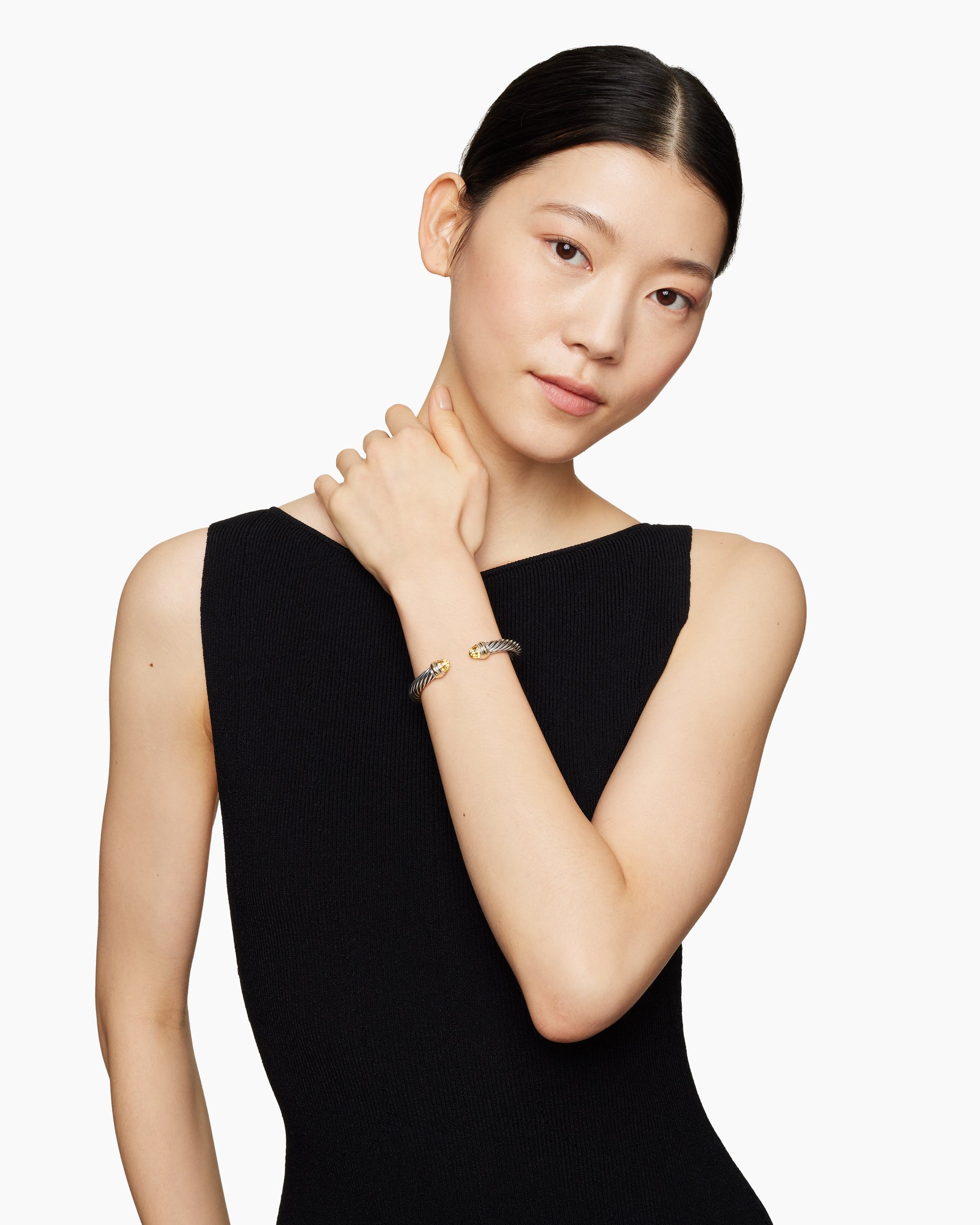 Alternative view of Classic Cable Bracelet in Sterling Silver with 14K Yellow Gold and Citrine, 7mm