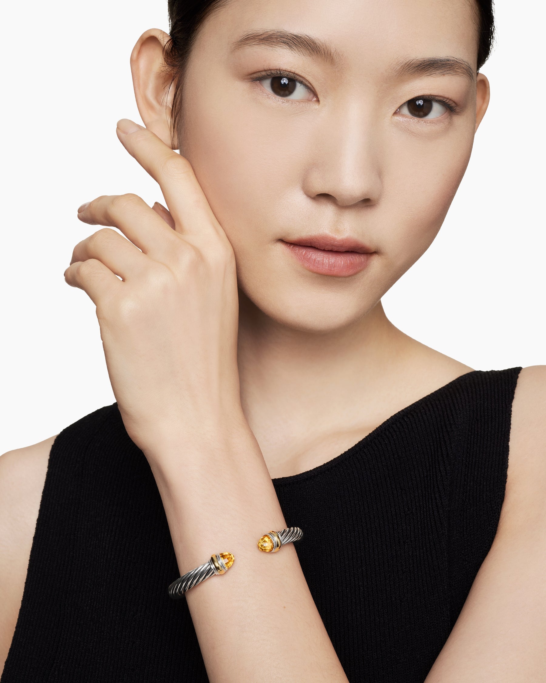Classic Cable Bracelet in Sterling Silver with 14K Yellow Gold and Citrine, 7mm - Image 7