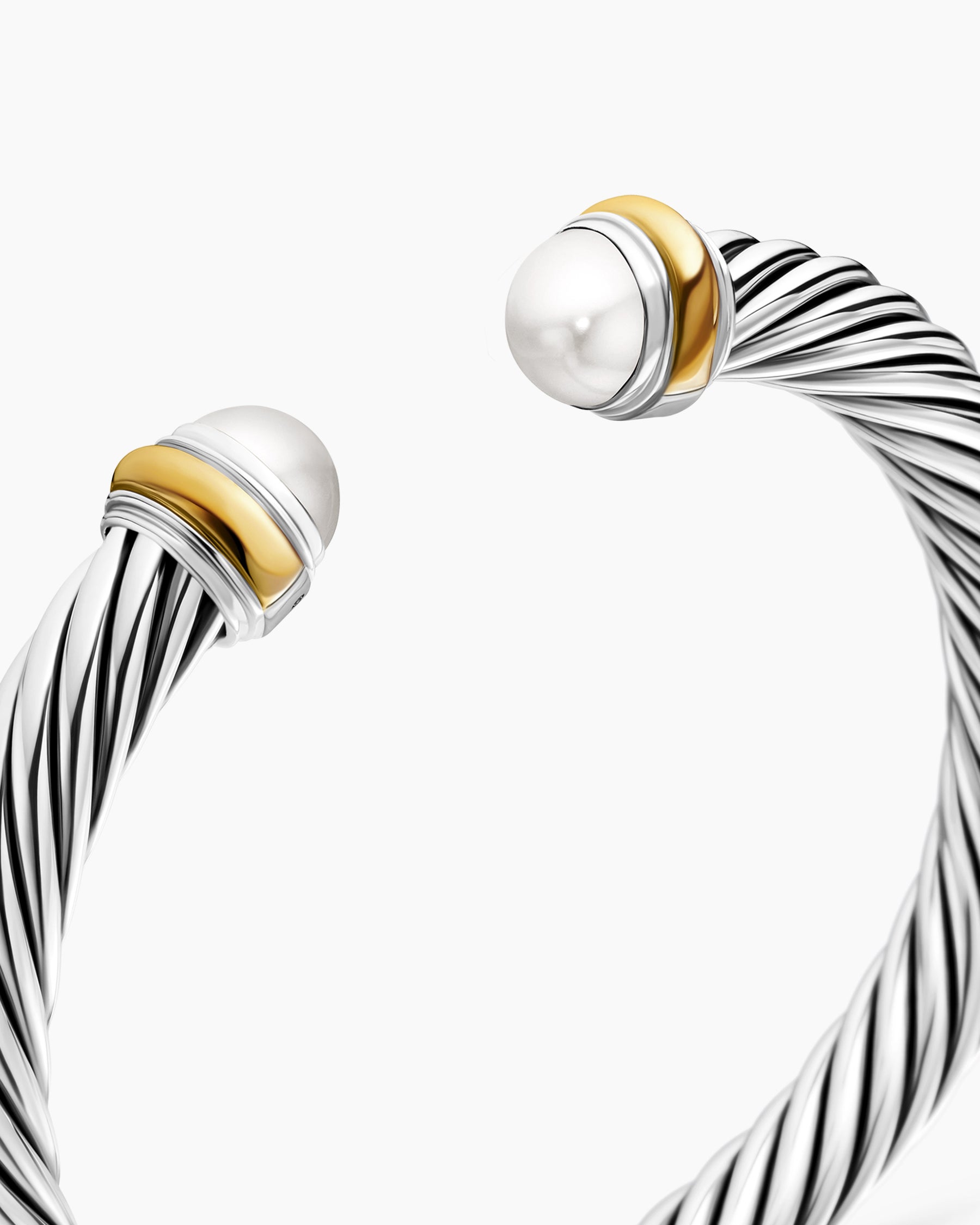 Classic Cable Bracelet in Sterling Silver with 14K Yellow Gold and Pearls, 7mm - Image 5