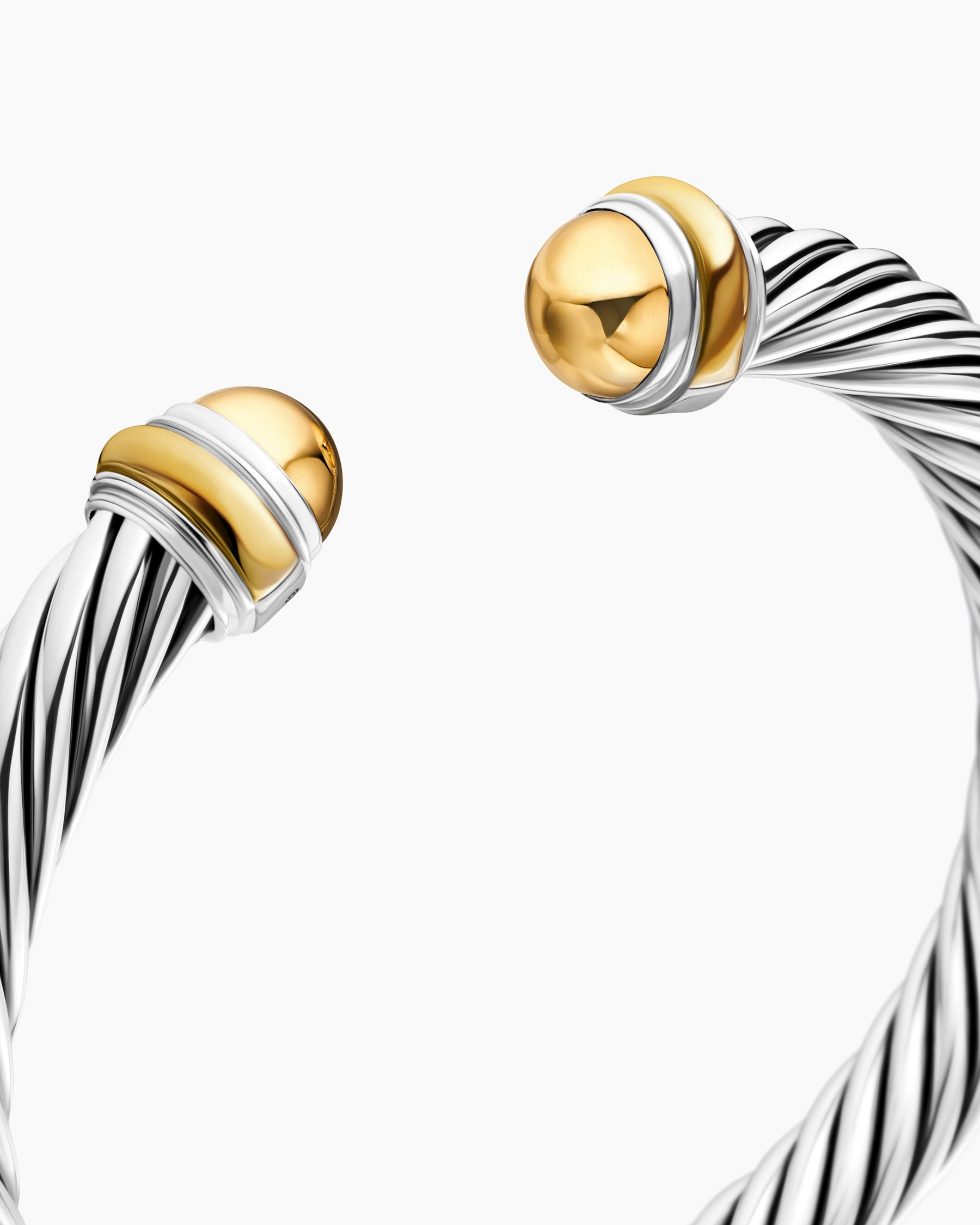 Classic Cable Bracelet in Sterling Silver with 14K Yellow Gold Domes, 7mm - Image 5
