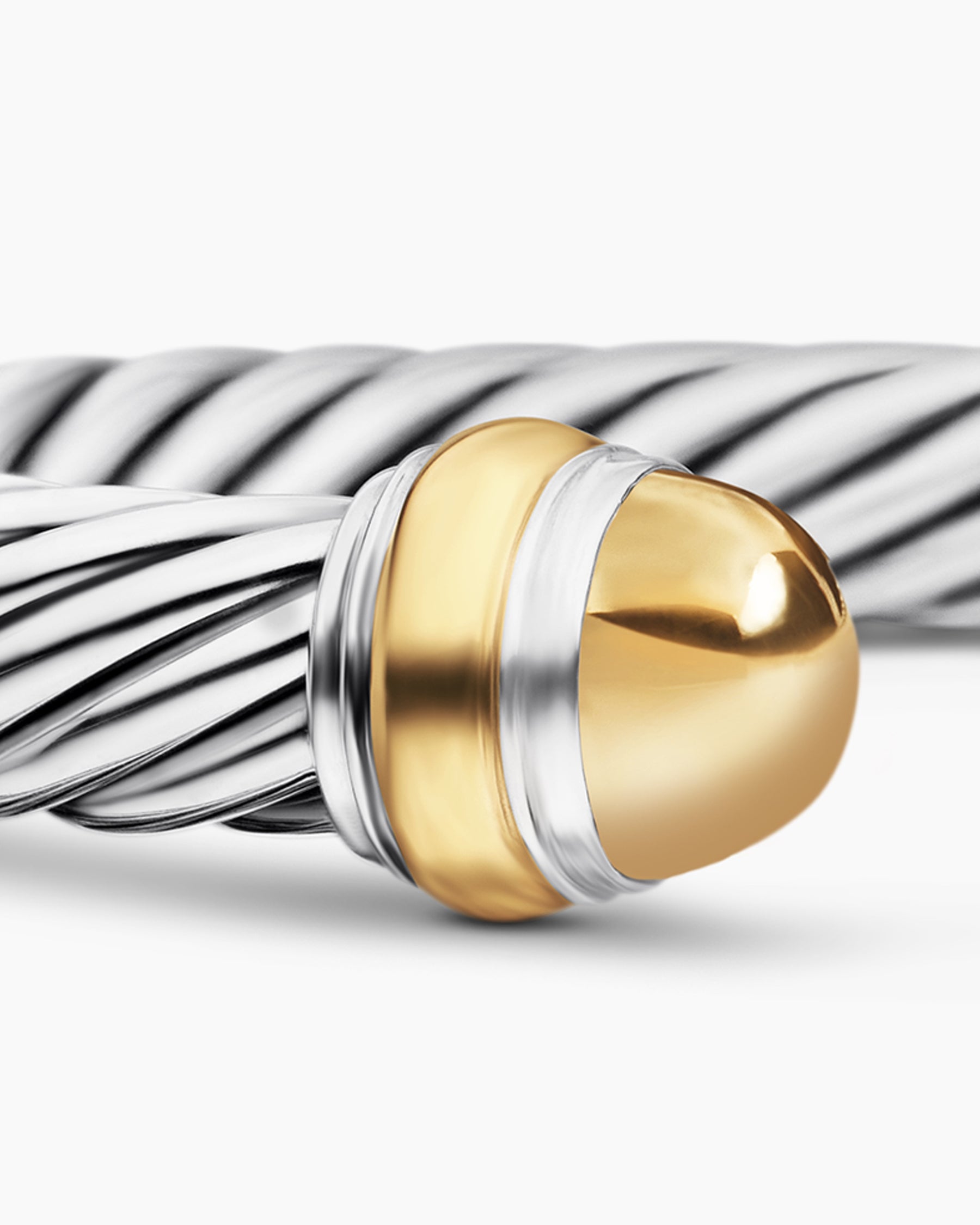 Classic Cable Bracelet in Sterling Silver with 14K Yellow Gold Domes, 7mm - Image 6