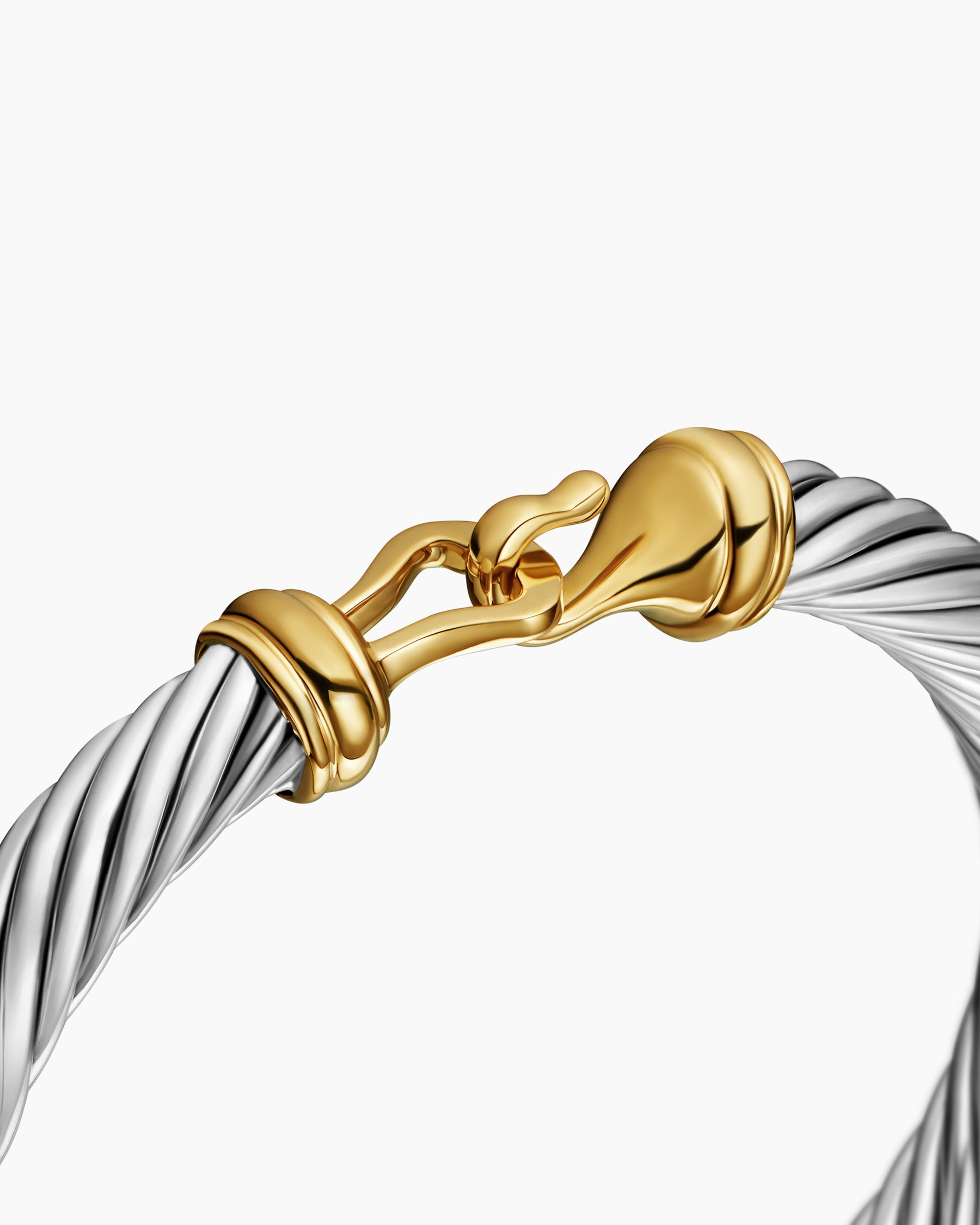 Buckle Classic Cable Bracelet in Sterling Silver with 14K Yellow Gold, 7mm - Image 5