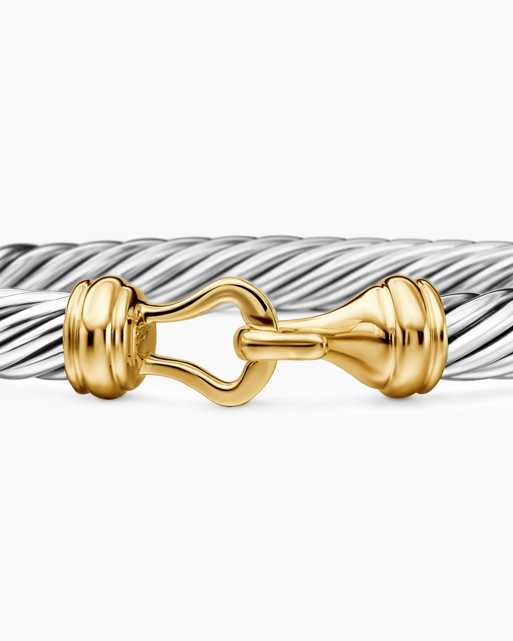 Buckle Classic Cable Bracelet in Sterling Silver with 14K Yellow Gold, 7mm - Image 6