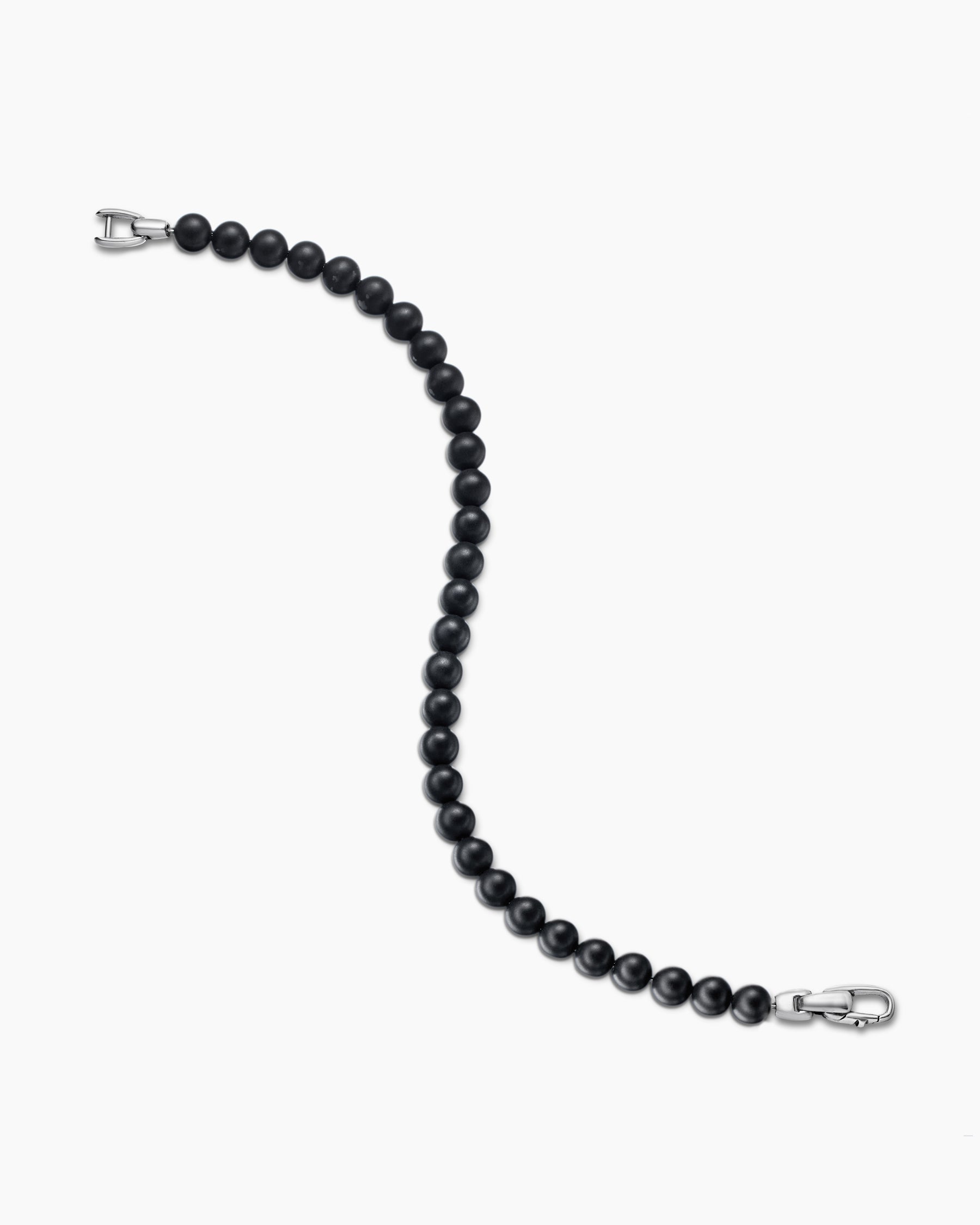 Spiritual Beads Bracelet in Sterling Silver with Black Onyx, 6mm - Image 4