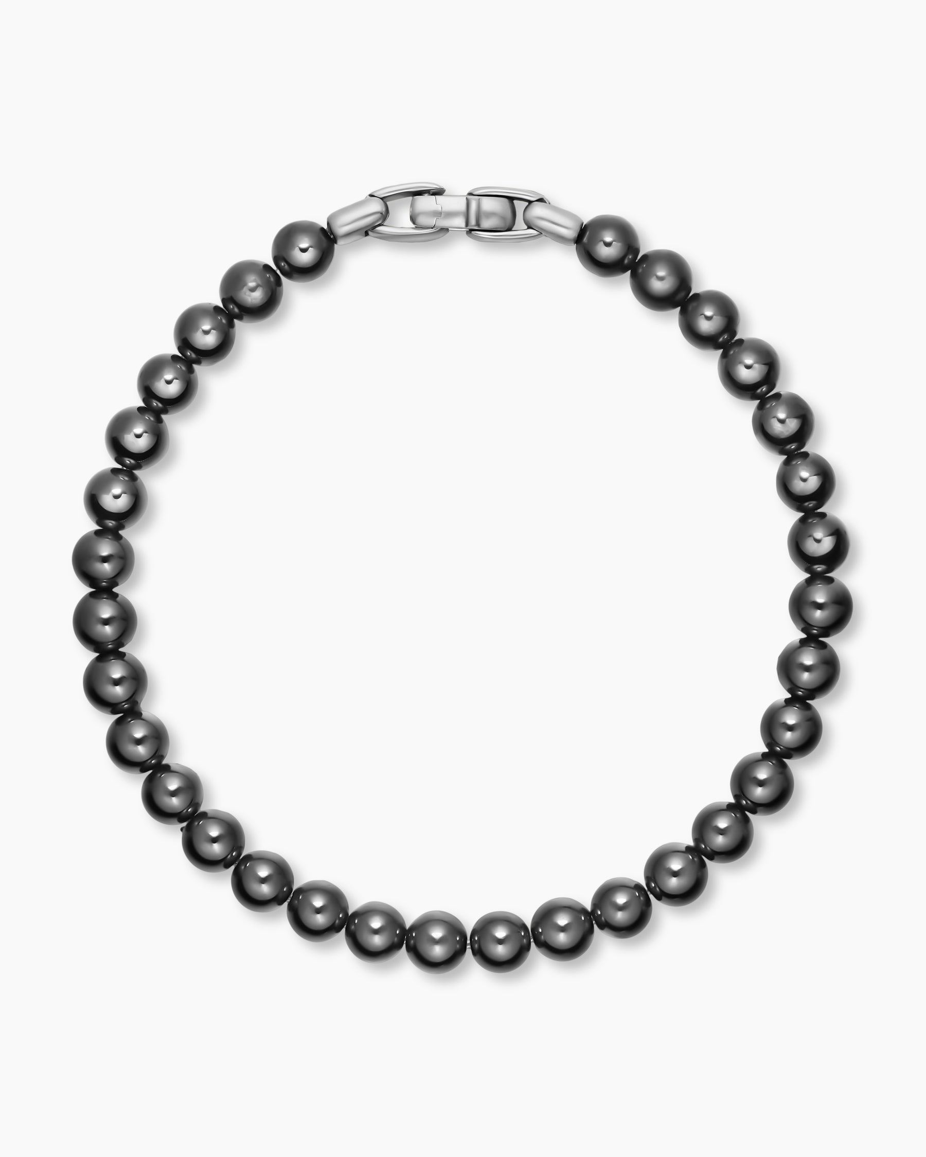 Alternative view of Spiritual Beads Bracelet in Sterling Silver with Hematine, 6mm