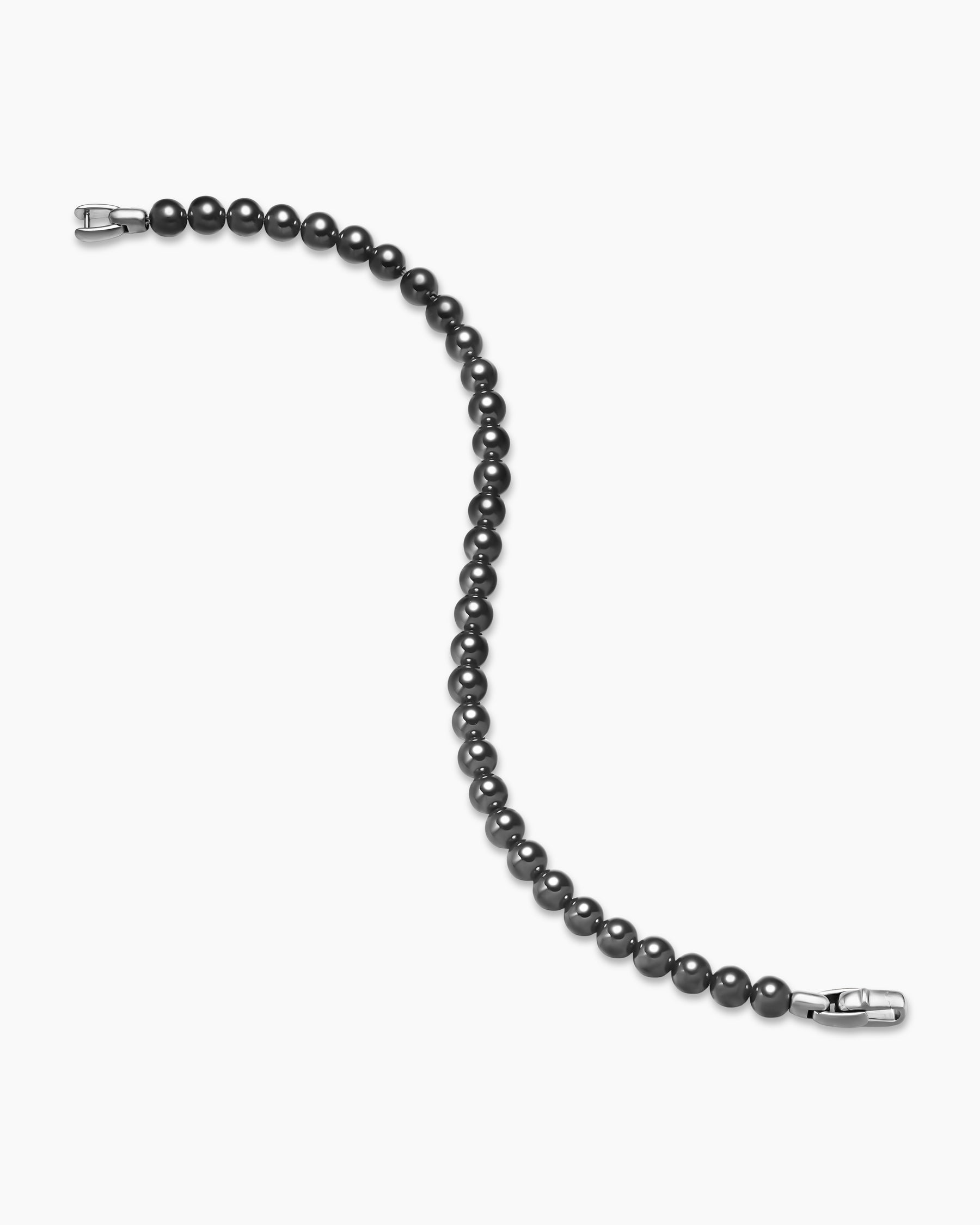Spiritual Beads Bracelet in Sterling Silver with Hematine, 6mm - Image 3