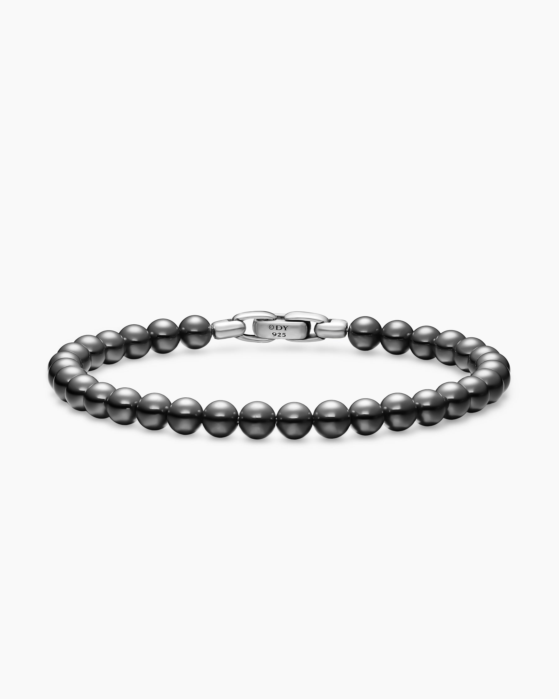 Spiritual Beads Bracelet in Sterling Silver with Hematine, 6mm