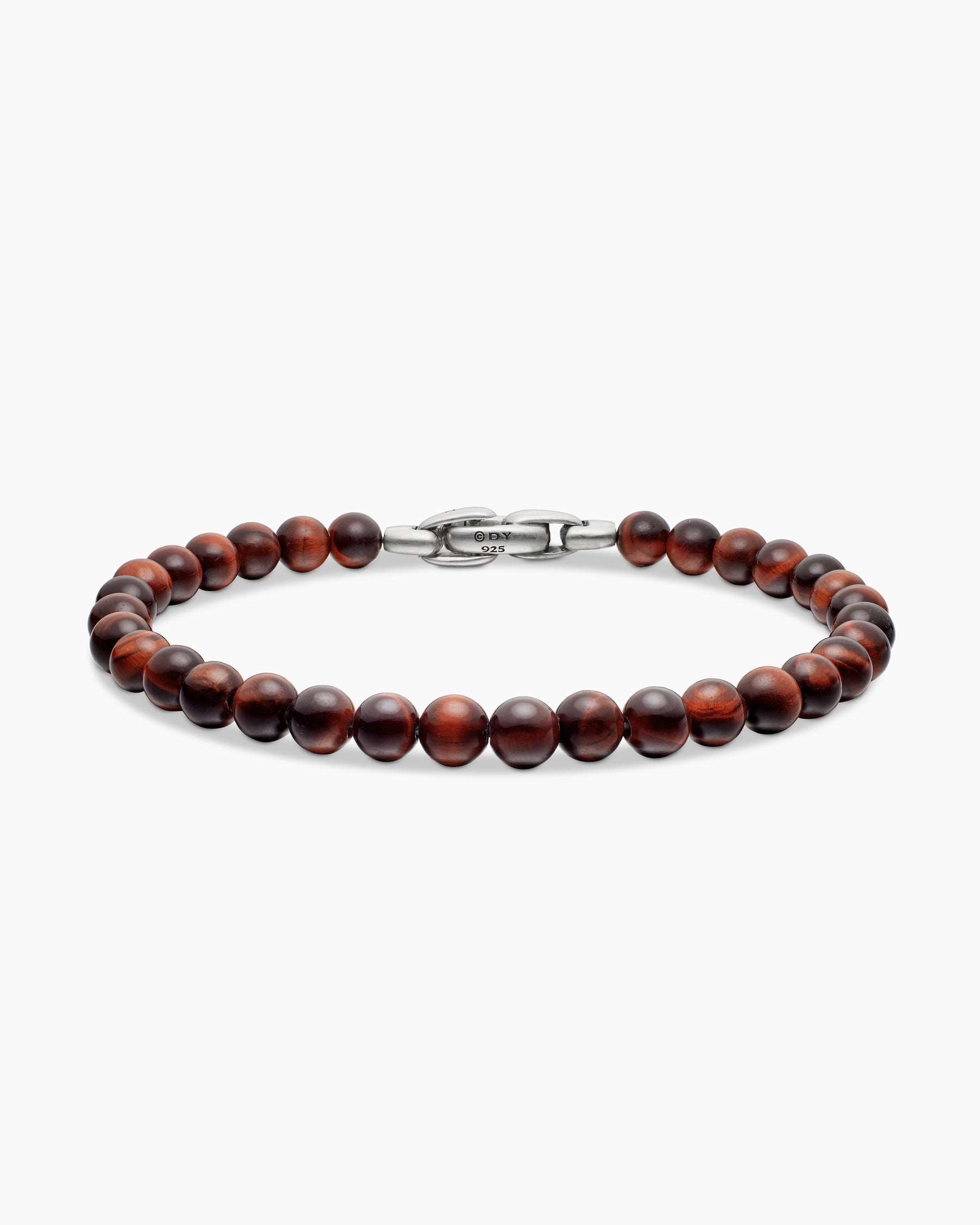 Spiritual Beads Bracelet in Sterling Silver with Red Tiger's Eye, 6mm