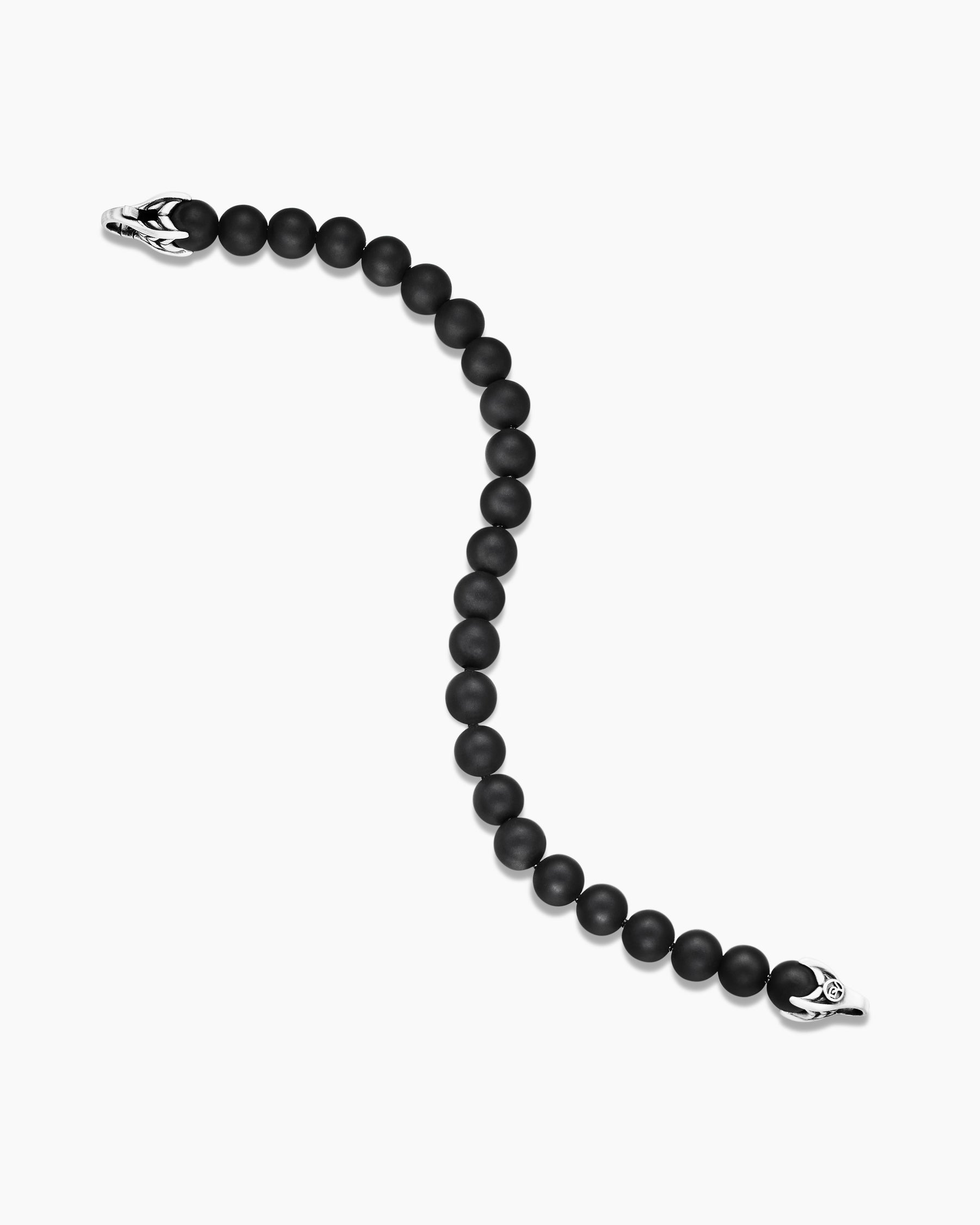 Spiritual Beads Bracelet in Sterling Silver with Black Onyx, 8mm - Image 4