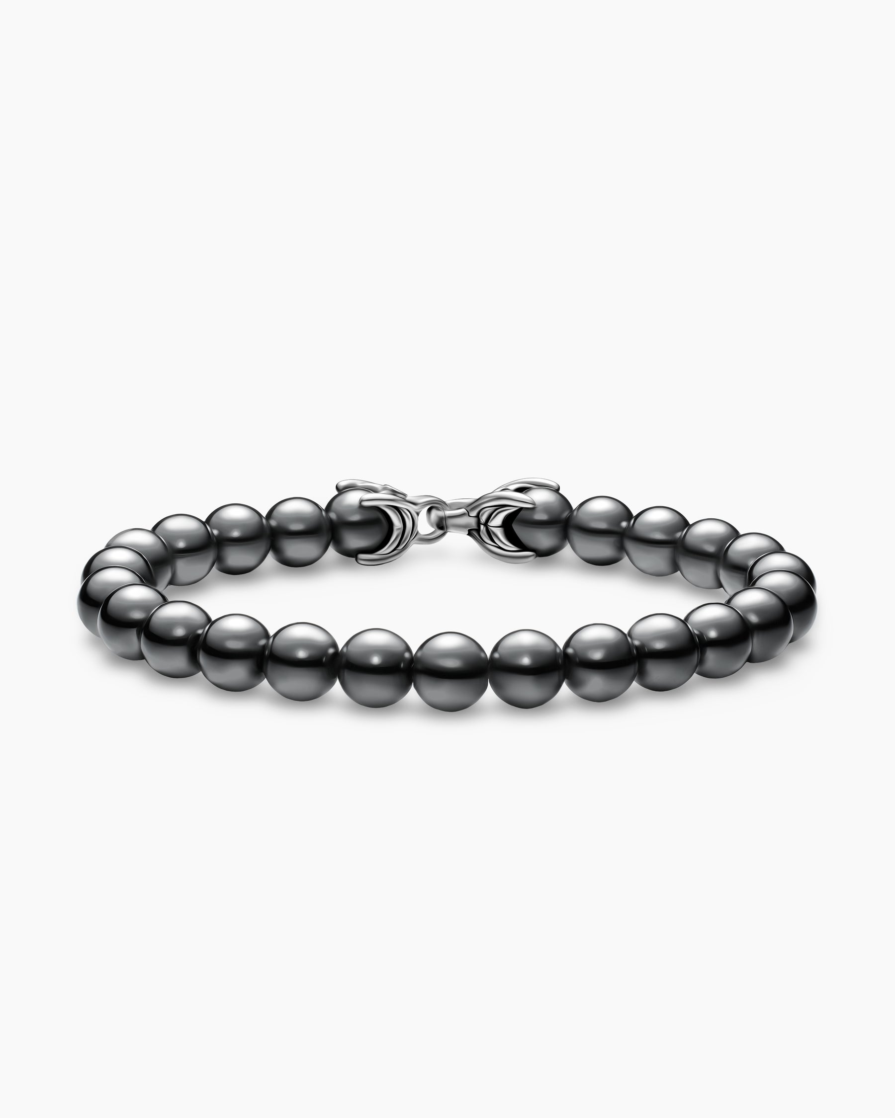 Spiritual Beads Bracelet in Sterling Silver with Hematine, 8mm