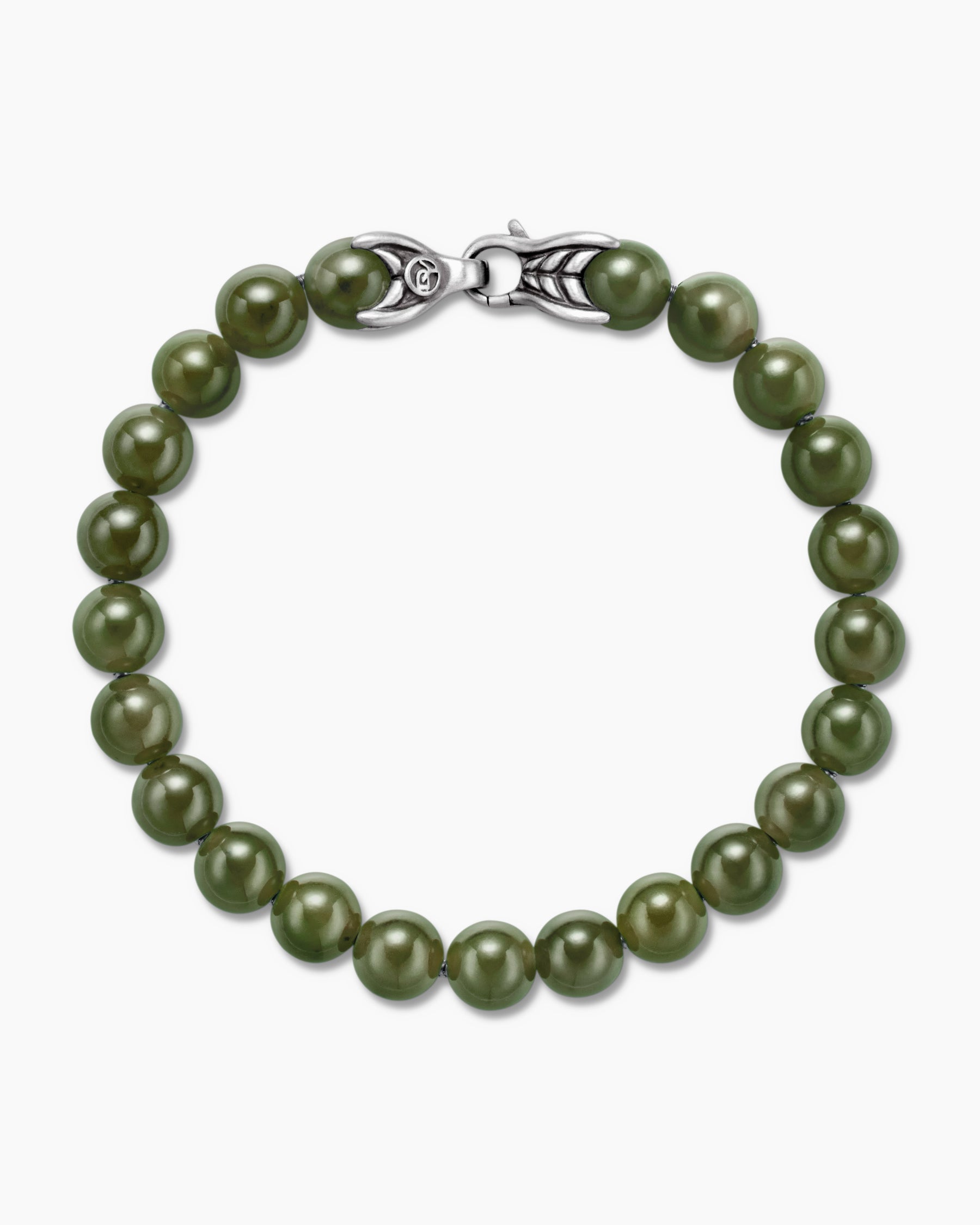 Spiritual Beads Bracelet in Sterling Silver with Nephrite Jade, 8mm - Image 3