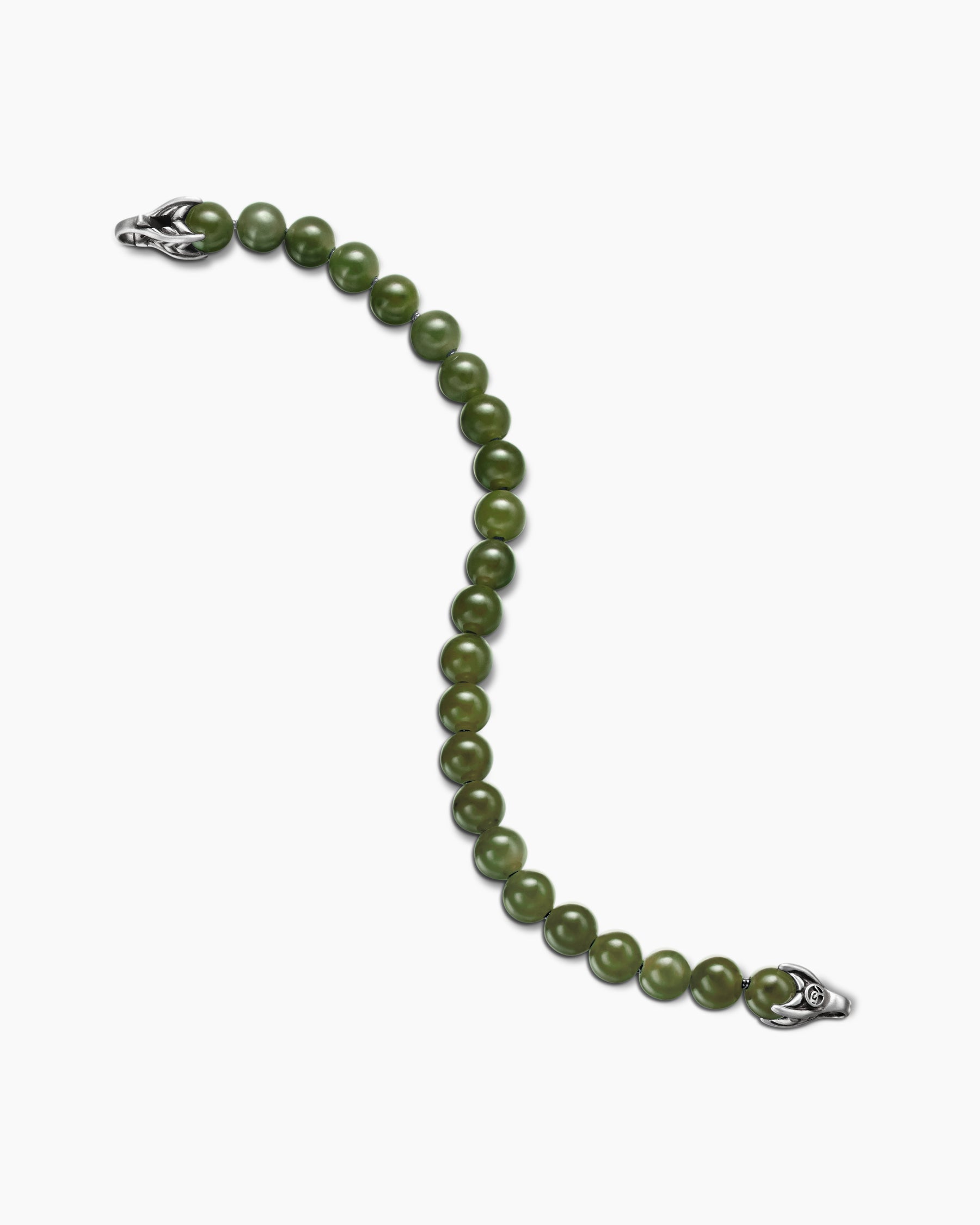 Spiritual Beads Bracelet in Sterling Silver with Nephrite Jade, 8mm - Image 4