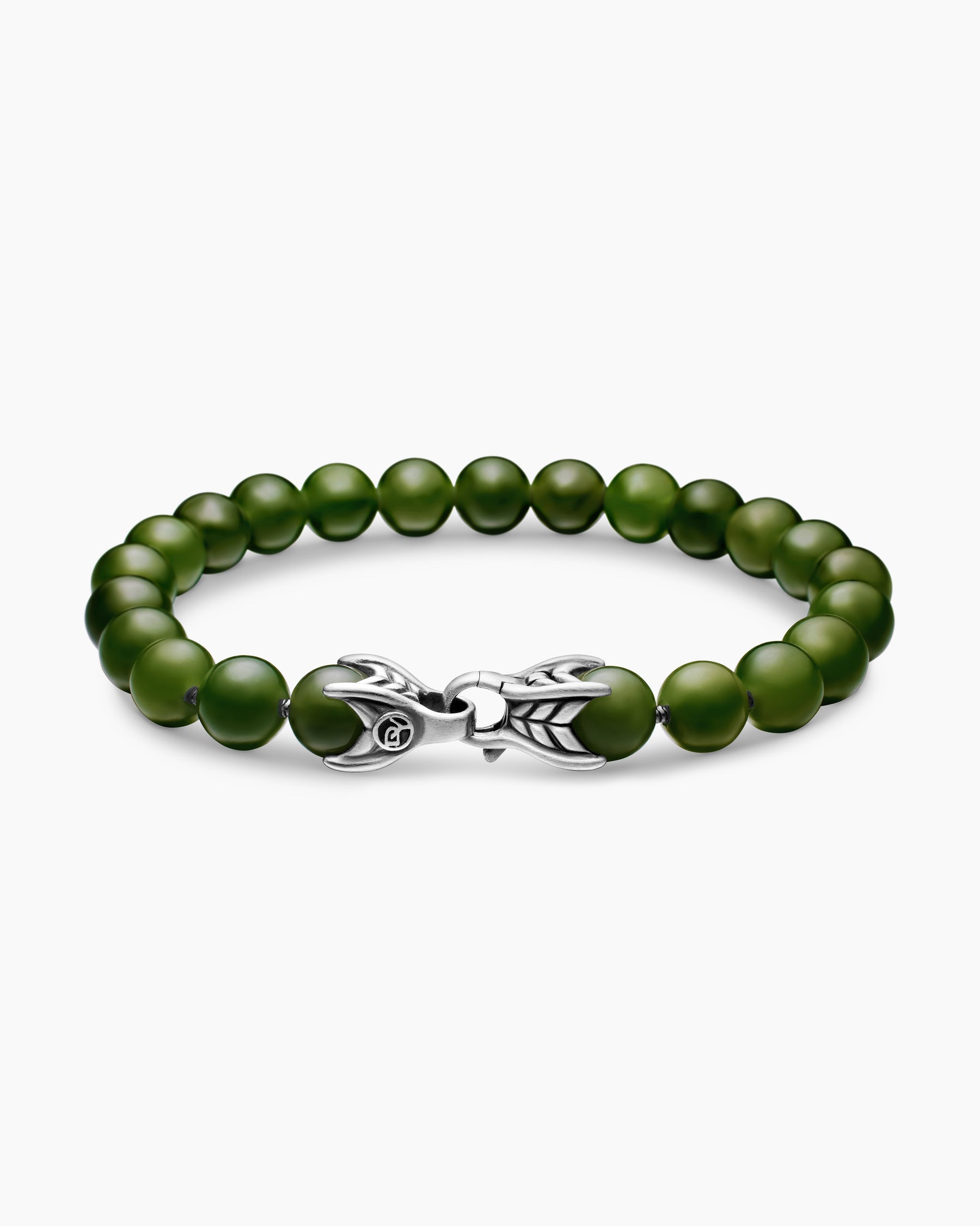Spiritual Beads Bracelet in Sterling Silver with Nephrite Jade, 8mm - Image 5