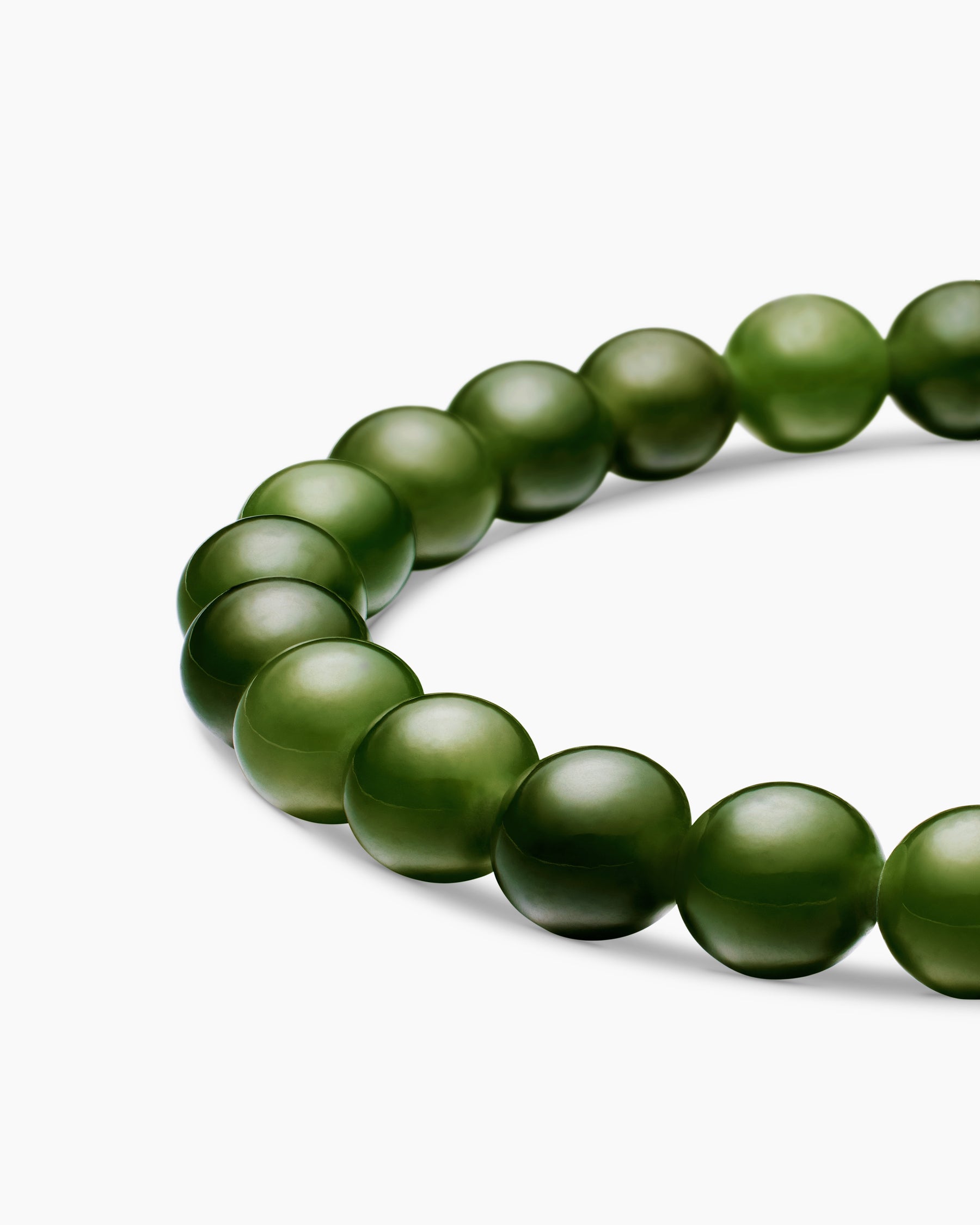Spiritual Beads Bracelet in Sterling Silver with Nephrite Jade, 8mm - Image 7