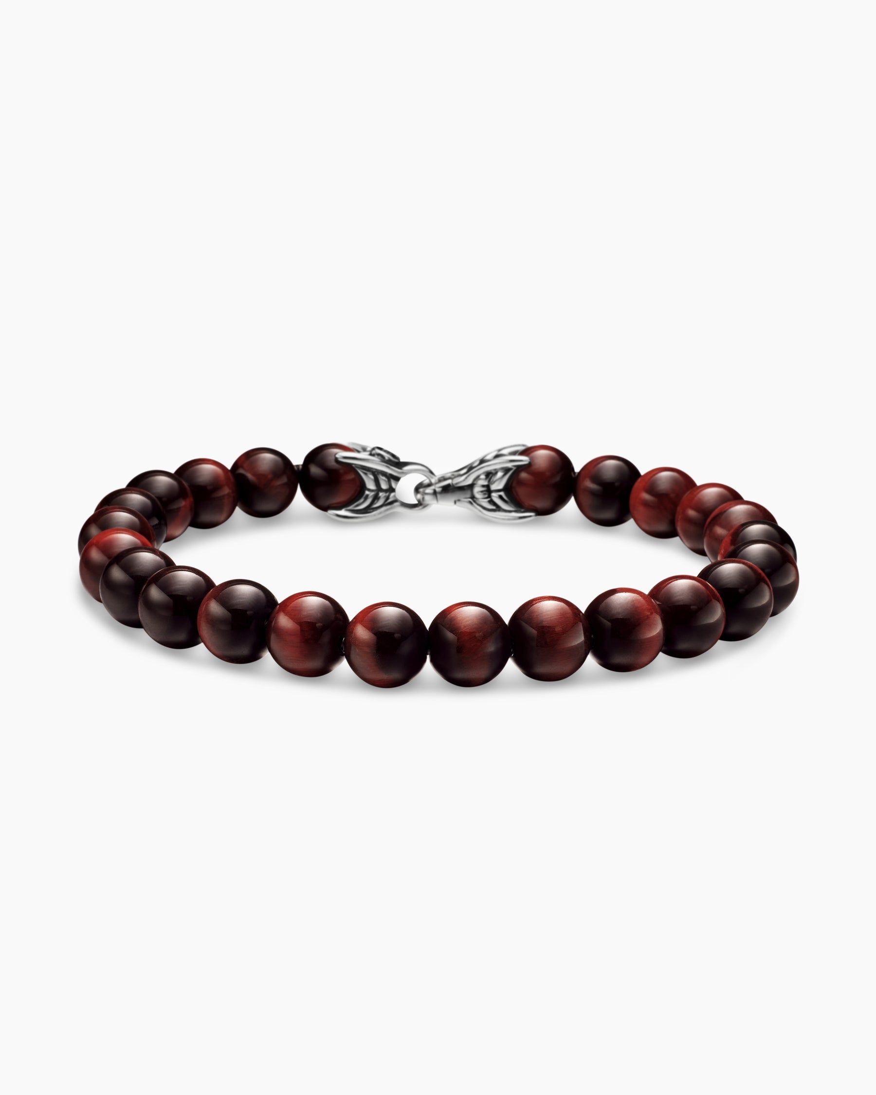 Spiritual Beads Bracelet in Sterling Silver with Red Tiger's Eye, 8mm