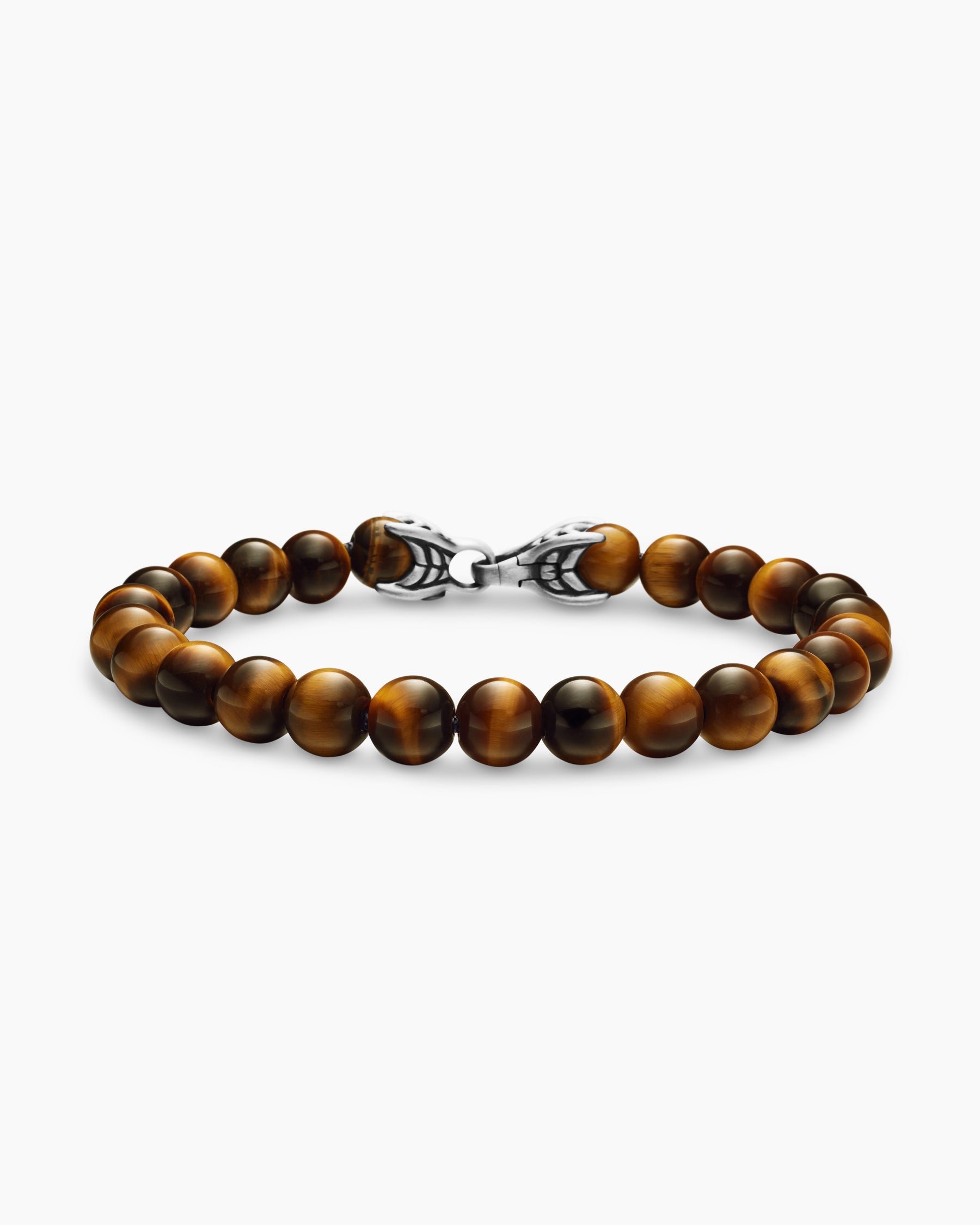 Spiritual Beads Bracelet in Sterling Silver with Tiger's Eye, 8mm