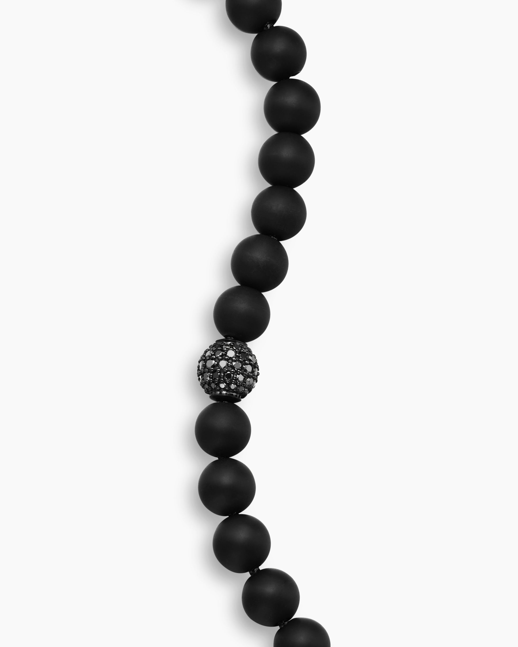Spiritual Beads Bracelet in Sterling Silver with Black Onyx and Pavé Black Diamond Station, 8mm - Image 5