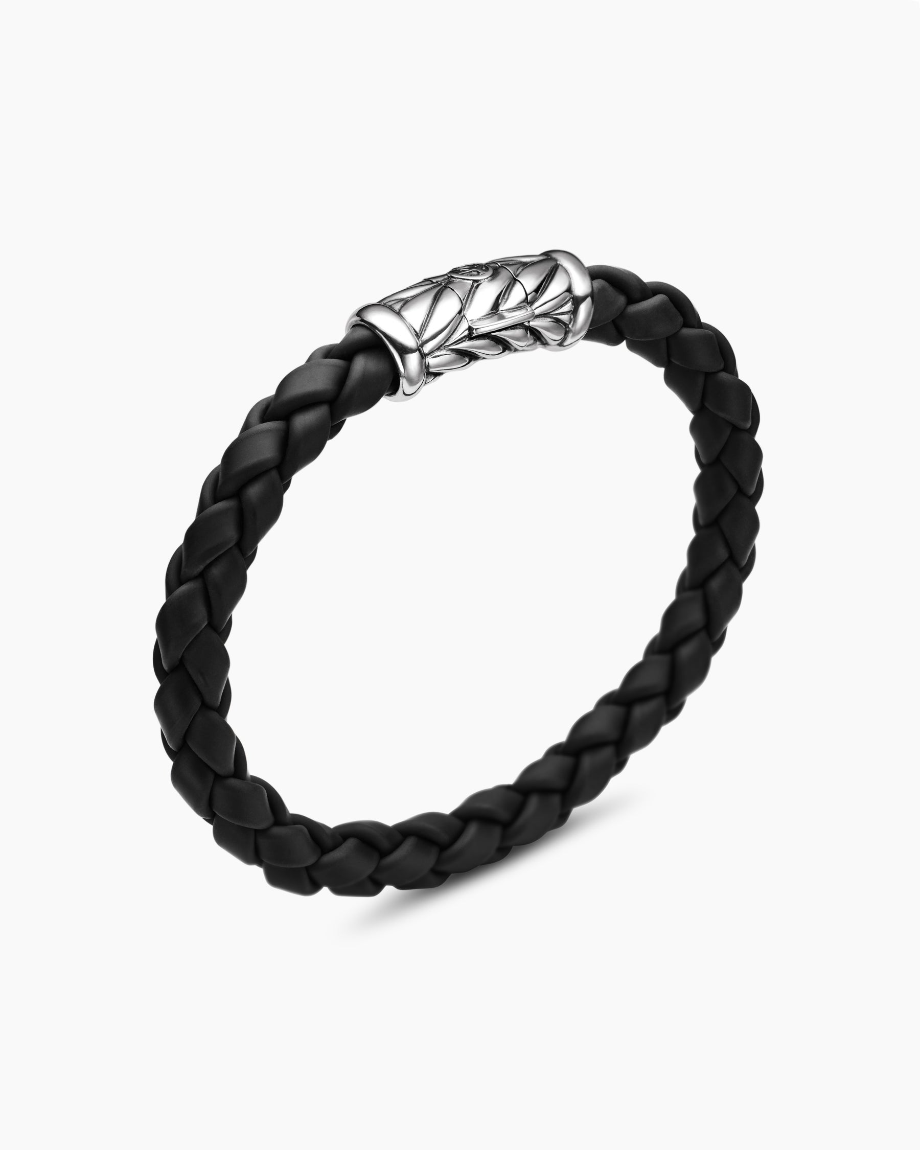 Chevron Bracelet in Black Rubber and Sterling Silver, 8mm - Image 3