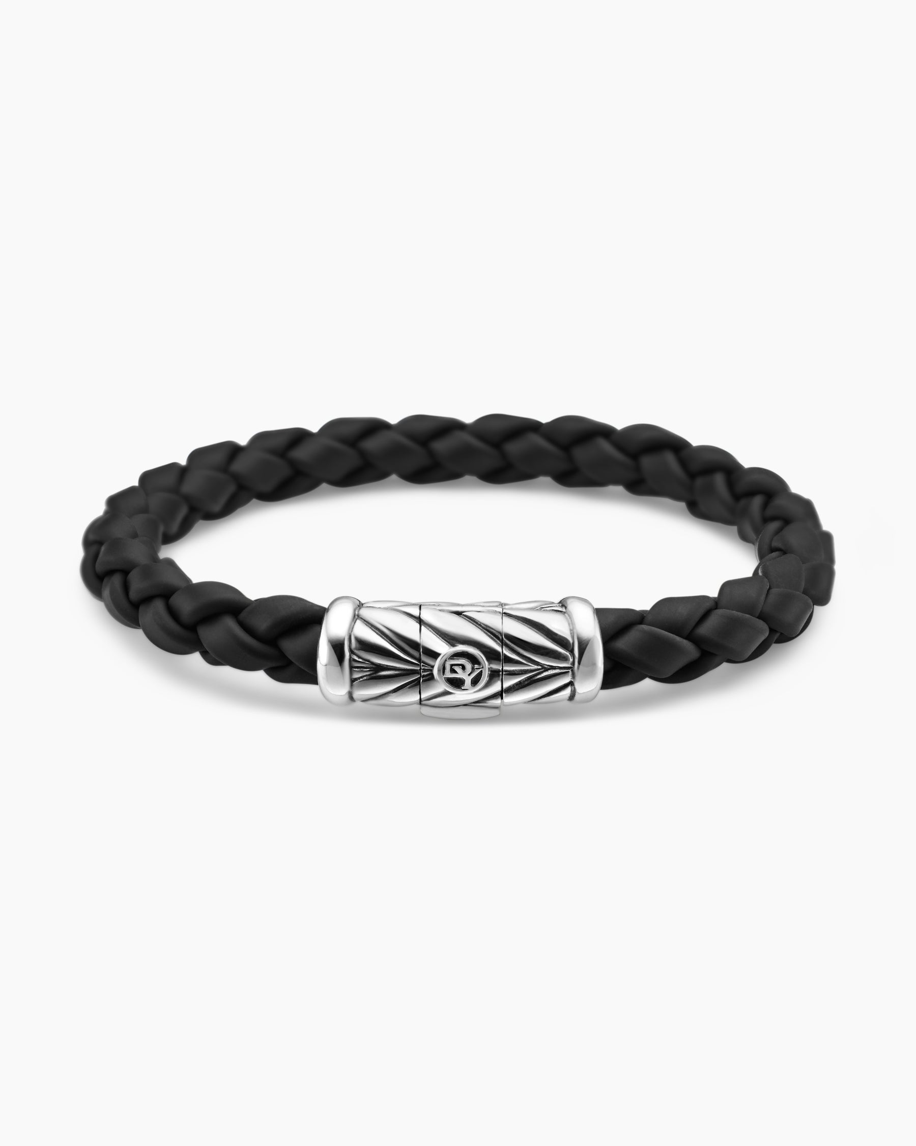 Chevron Bracelet in Black Rubber and Sterling Silver, 8mm - Image 4