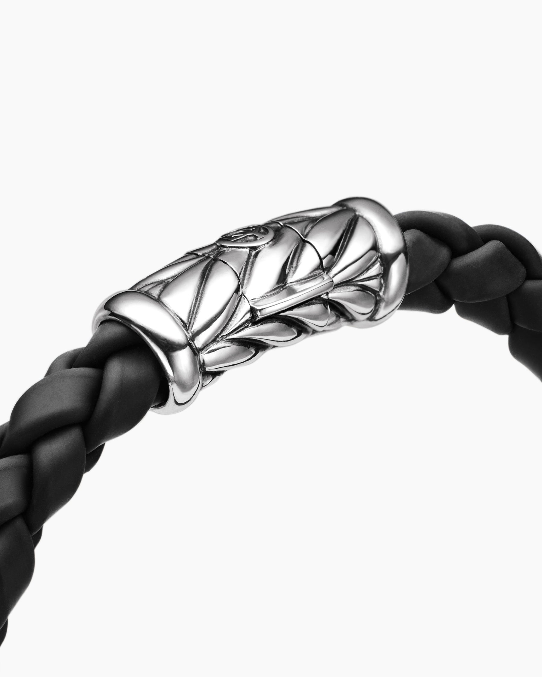 Chevron Bracelet in Black Rubber and Sterling Silver, 8mm - Image 5